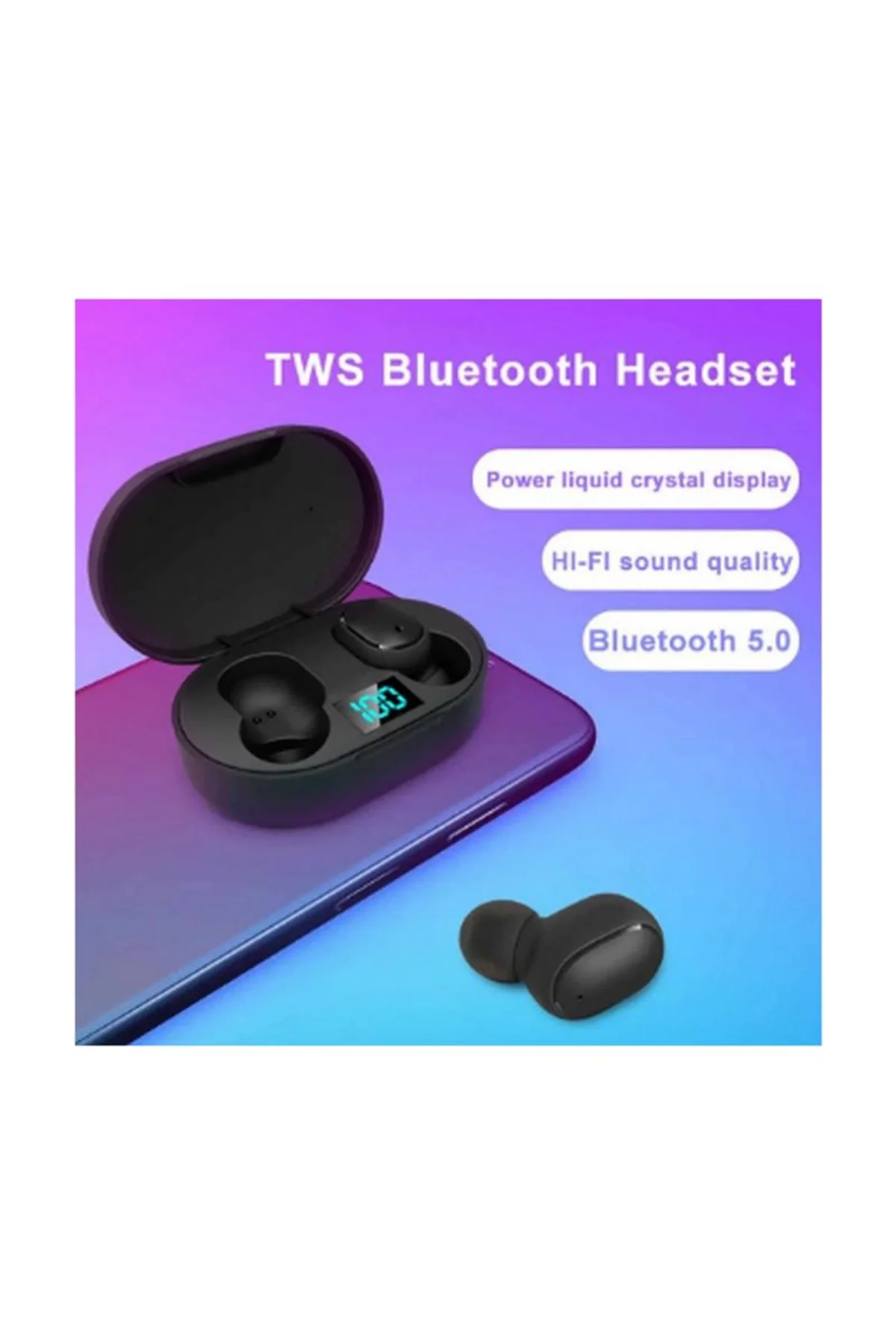 E6s Kablosuz Kulaklık Dijital Göstergeli Bluetooth Kulaklık 5.0 - Just Cheap Store Görsel 4