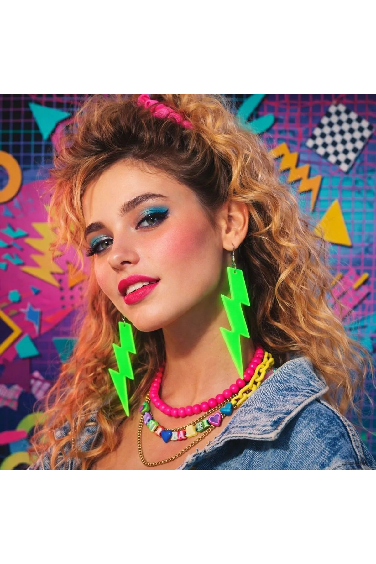 80’ler 9039lar Retro Neon Yeşil Şimşek Küpe 10 Cm - Just Cheap Store Görsel 4