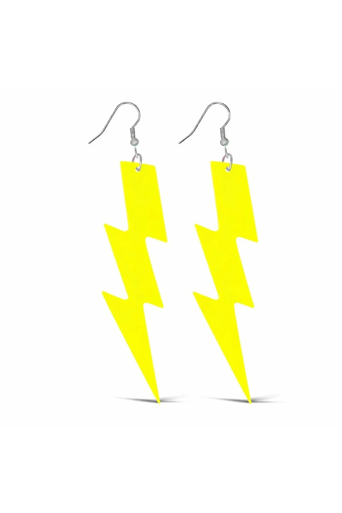 80’ler 9039lar Retro Neon Sarı Şimşek Küpe 10 Cm - Just Cheap Store Görsel 4