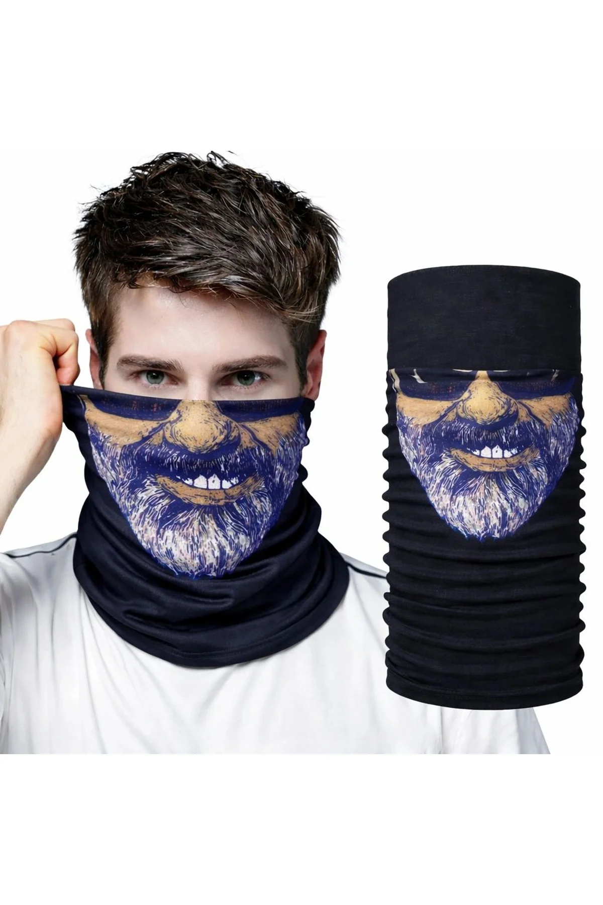 Sakallı Yüz Desenli Baf Buff – Çok Amaçlı Boyunluk Maske 1 No