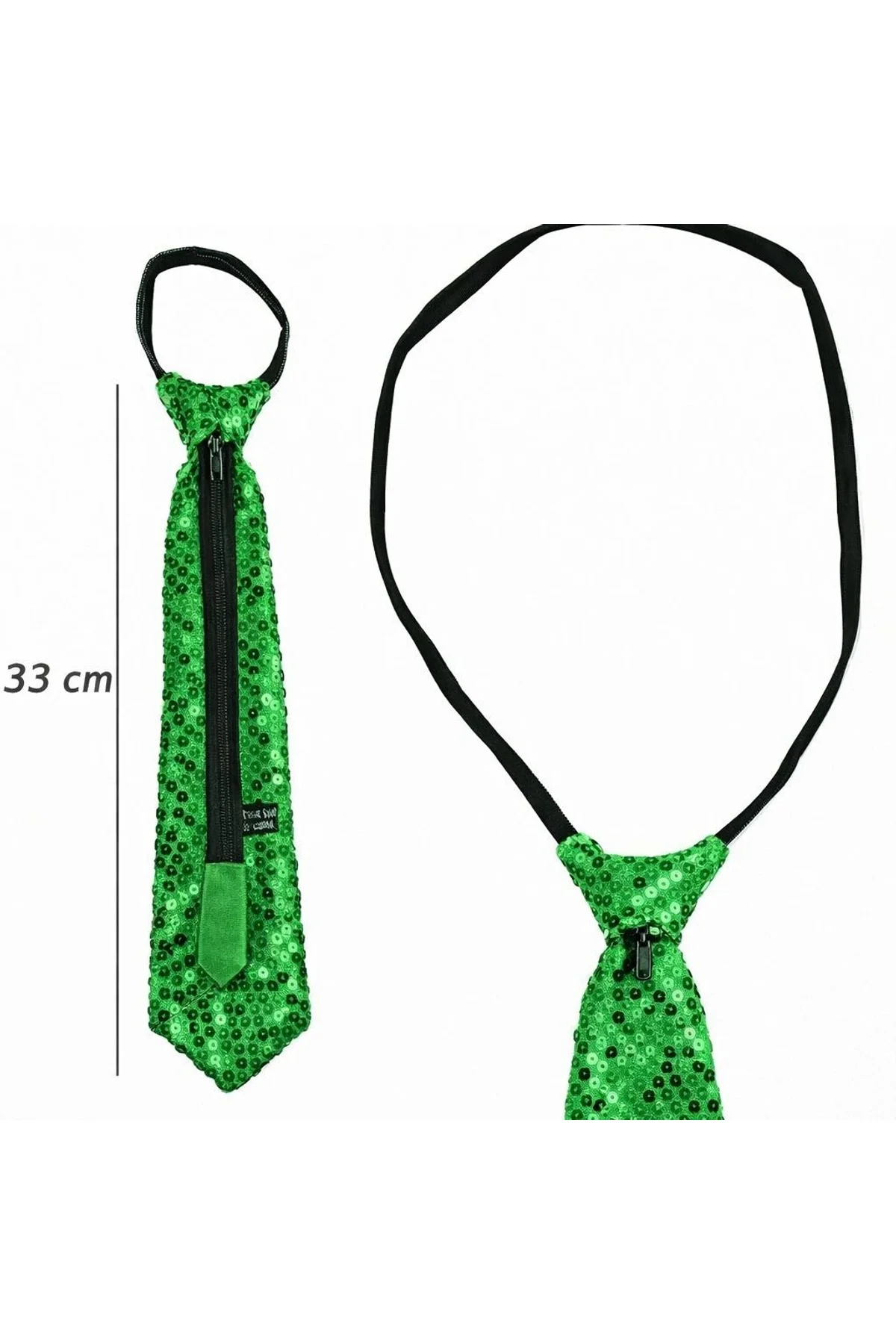Yeşil Renk Pul Payetli Işıltılı Parti Kravatı 33 Cm - Just Cheap Store Görsel 2