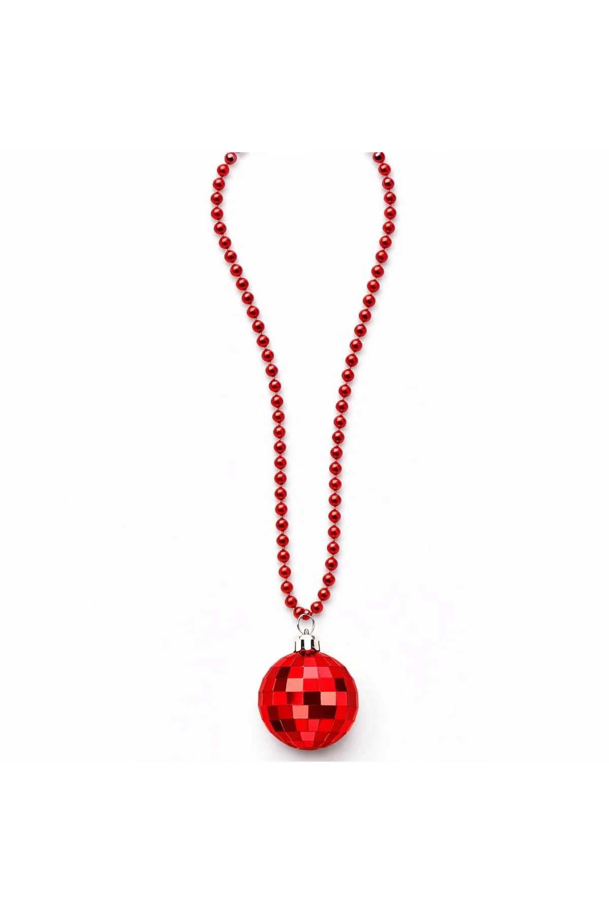 Retro Disko Topu Şekilli 8039ler 9039lar Kırmızı Renk Plastik Kolye - Just Cheap Store Görsel 2