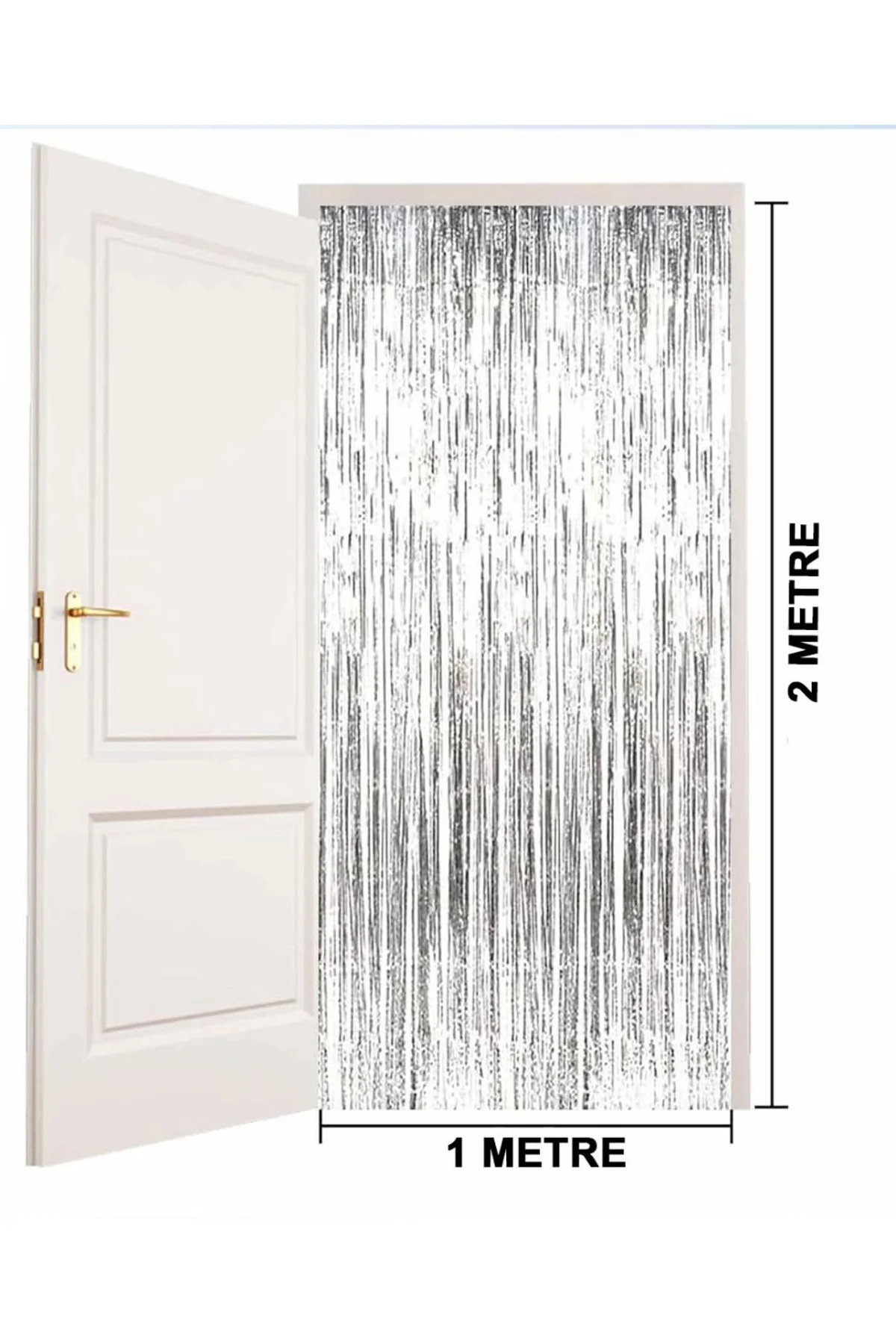 Gümüş Renk Ekstra Metalize Parlak Saçaklı Arka Fon Perde İthal A Kalite 1x2 Metre - Just Cheap Store Görsel 4