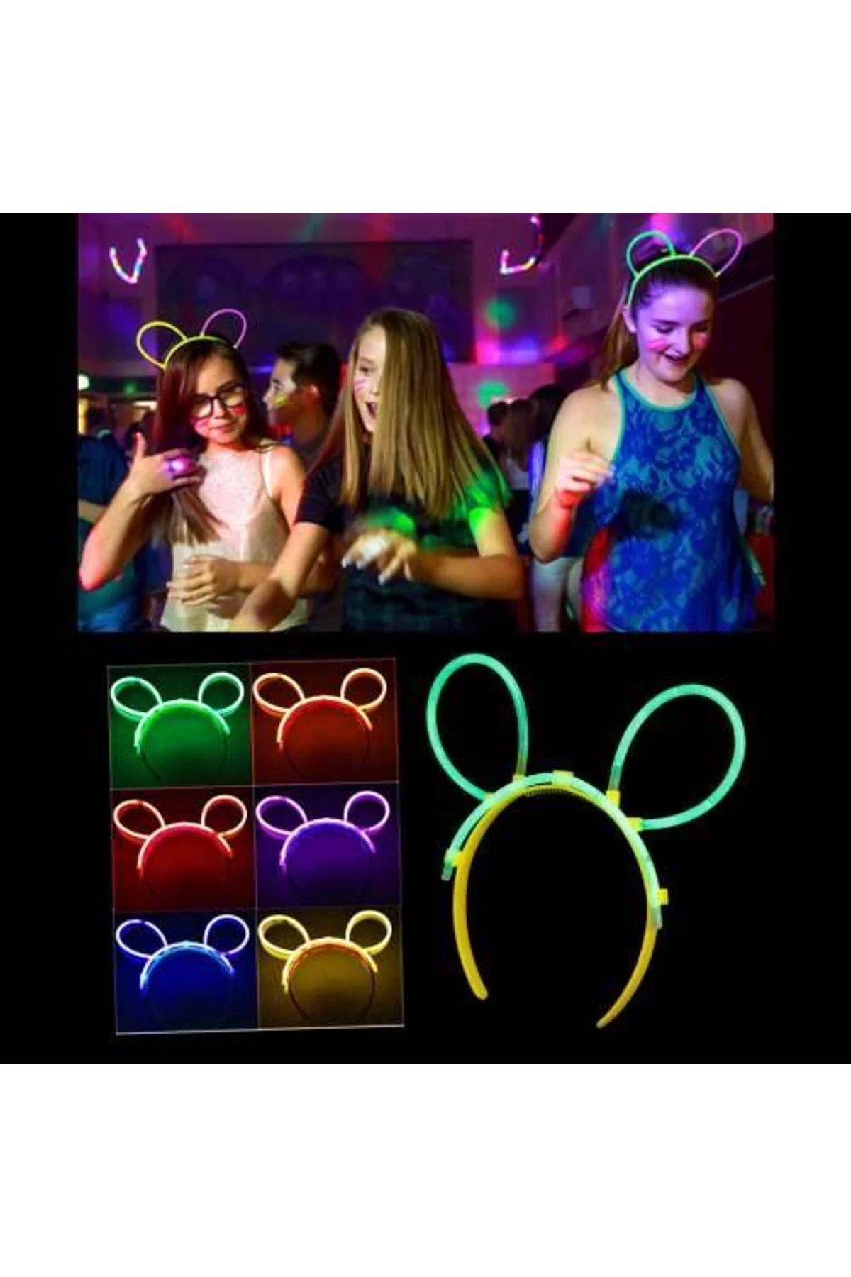Glow Taç Fosforlu Taç Karışık Renk 12 Adet - Just Cheap Store Görsel 2