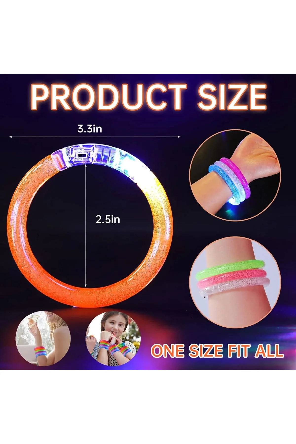 Led Işıklı Pilli Işıklı Rengarenk Bileklik Işıklı Bilezik Karışık Renk 1 Adet - Just Cheap Store Görsel 3