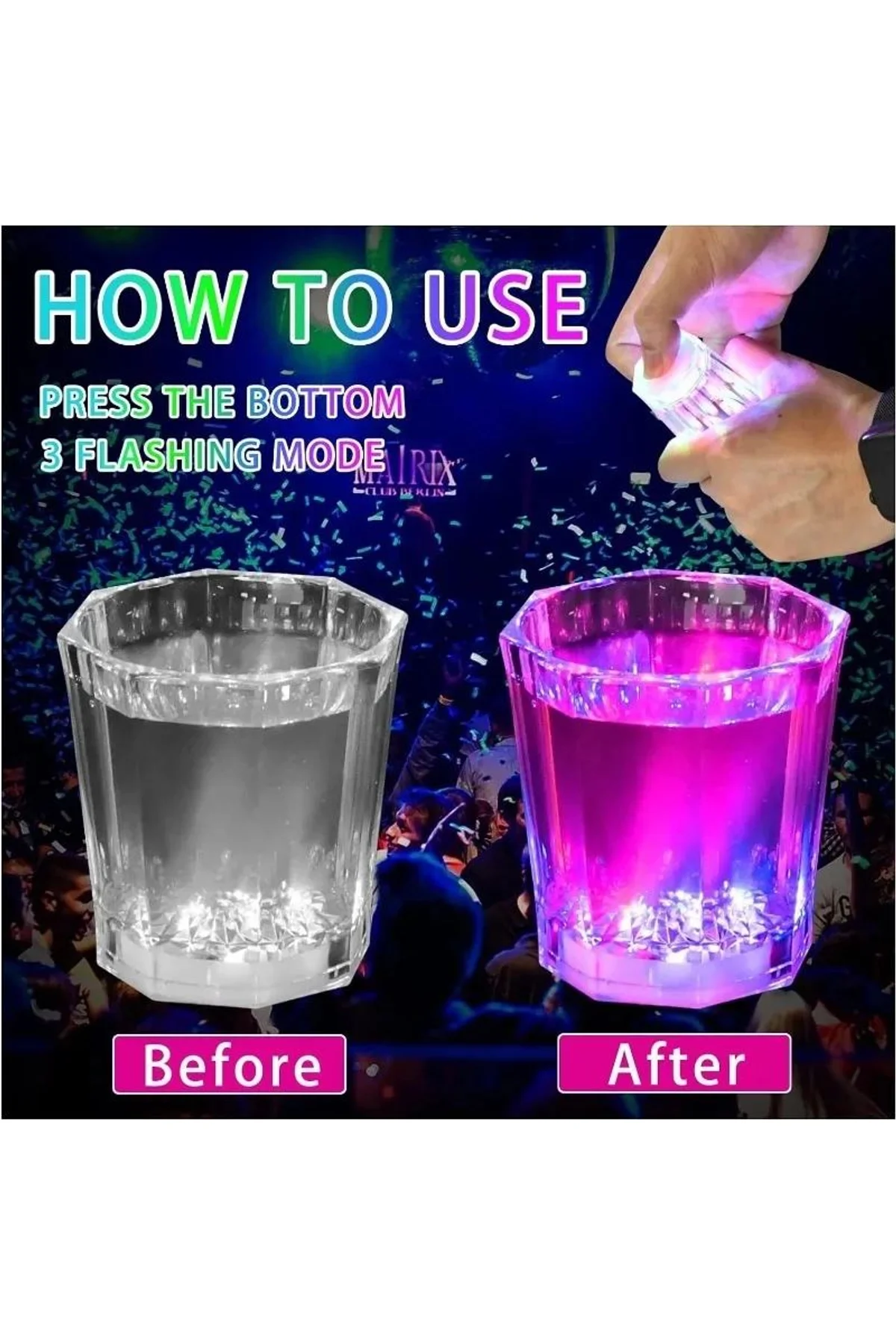 Led Işıklı Eğlence Bardakları - 3 Modlu Renk Değiştiren Bardak 12 Adet - Just Cheap Store Görsel 3