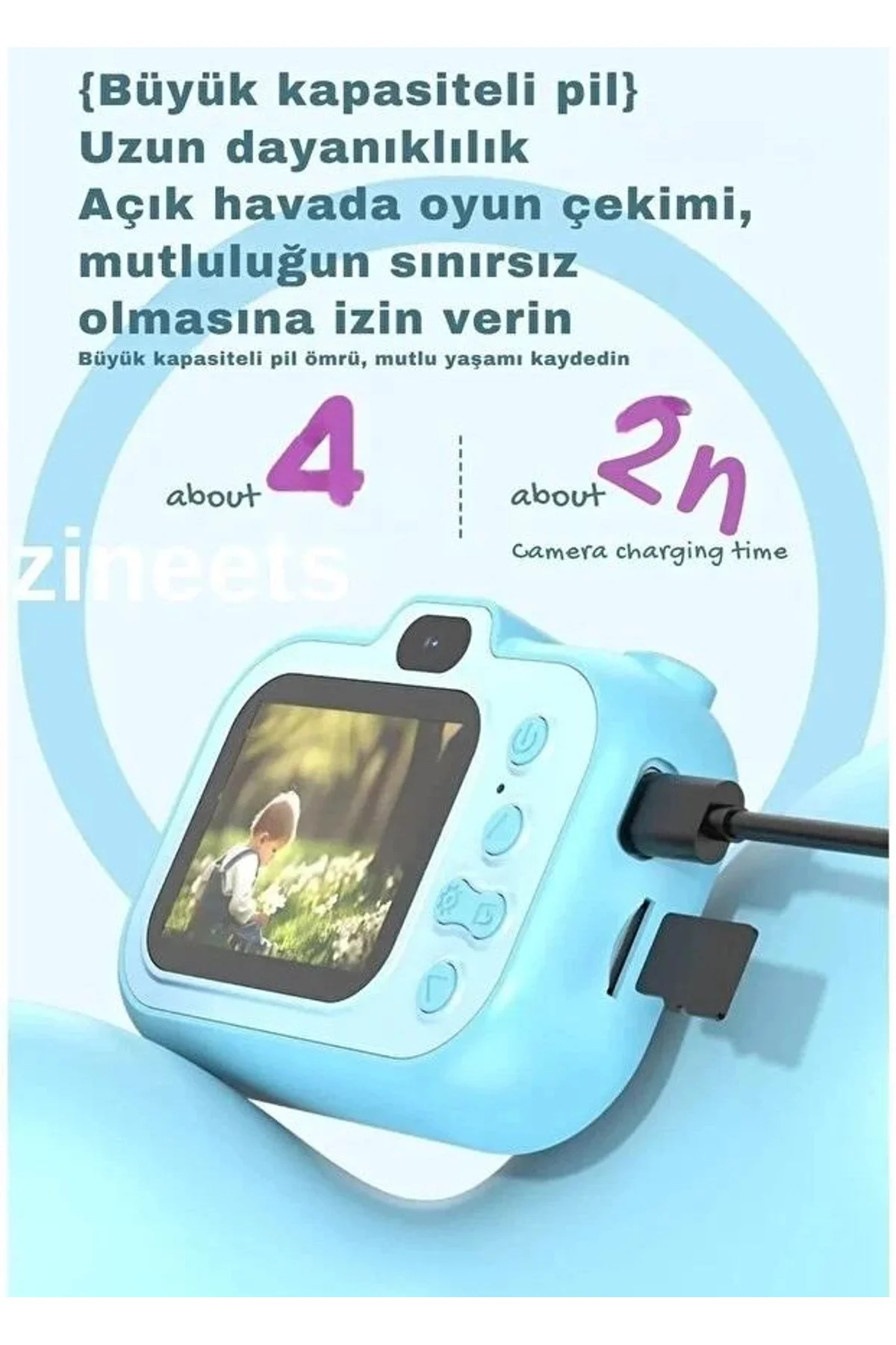 Dijital Fotoğraf Makinesi Çocuk Mini 1080p Hd Kamera Selfie Tripotlu Ön Arka Kamera - Just Cheap Store Görsel 5