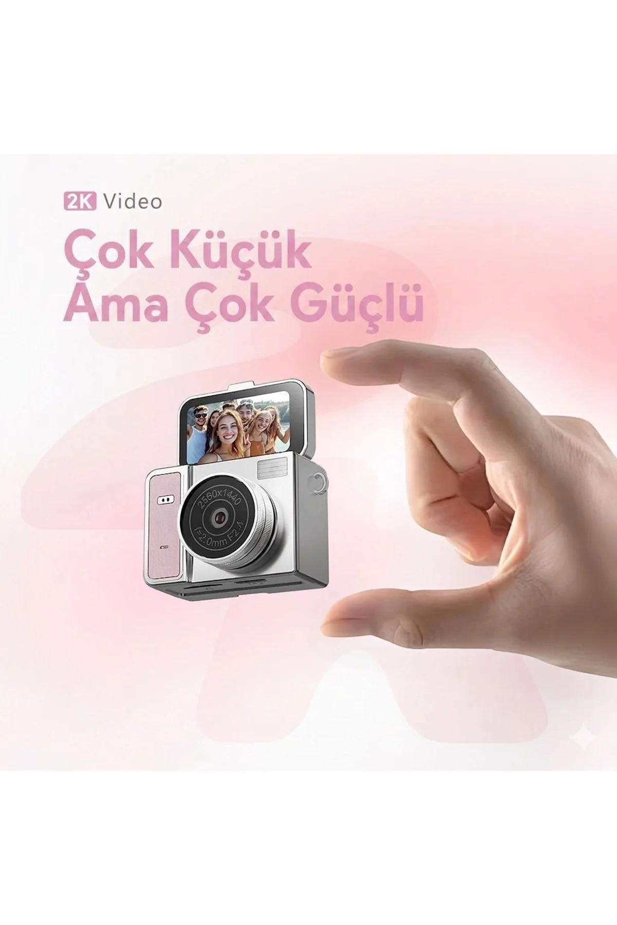 2k Mini Dijital Retro Video Kamera Flaşlı Dijital Vlog Mini Fotoğraf Makinesi Türkçe Menü Pembe - Just Cheap Store Görsel 5