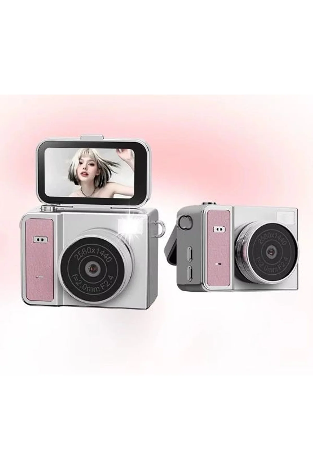 2k Mini Dijital Retro Video Kamera Flaşlı Dijital Vlog Mini Fotoğraf Makinesi Türkçe Menü Pembe - Just Cheap Store Görsel 2