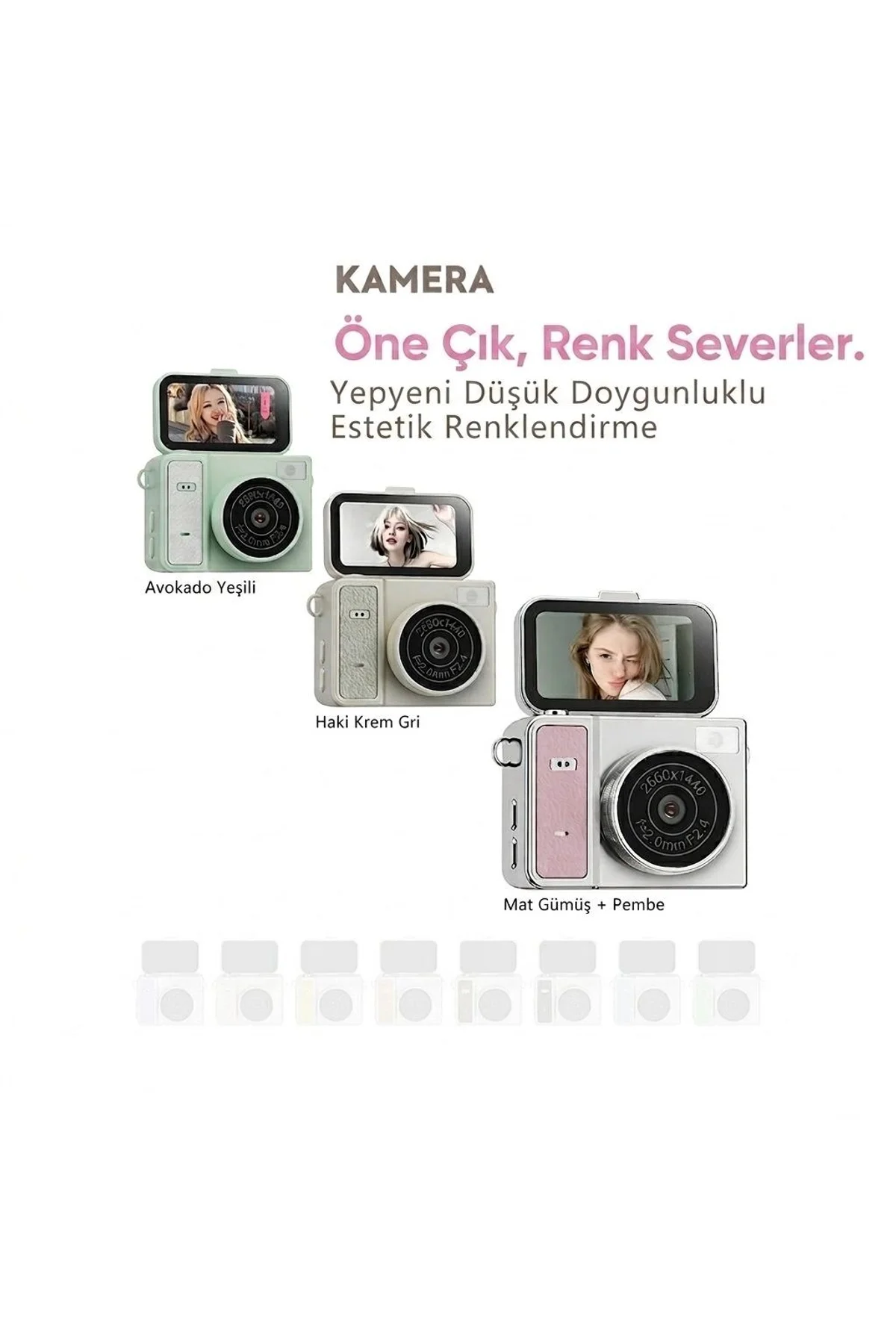 2k Mini Dijital Retro Video Kamera Flaşlı Dijital Vlog Mini Fotoğraf Makinesi Türkçe Menü Bej - Just Cheap Store Görsel 5