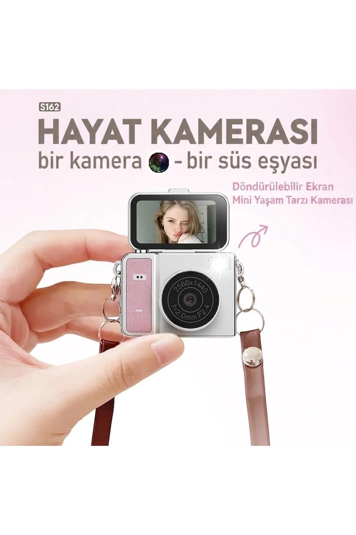 2k Mini Dijital Retro Video Kamera Flaşlı Dijital Vlog Mini Fotoğraf Makinesi Türkçe Menü Bej - Just Cheap Store Görsel 4