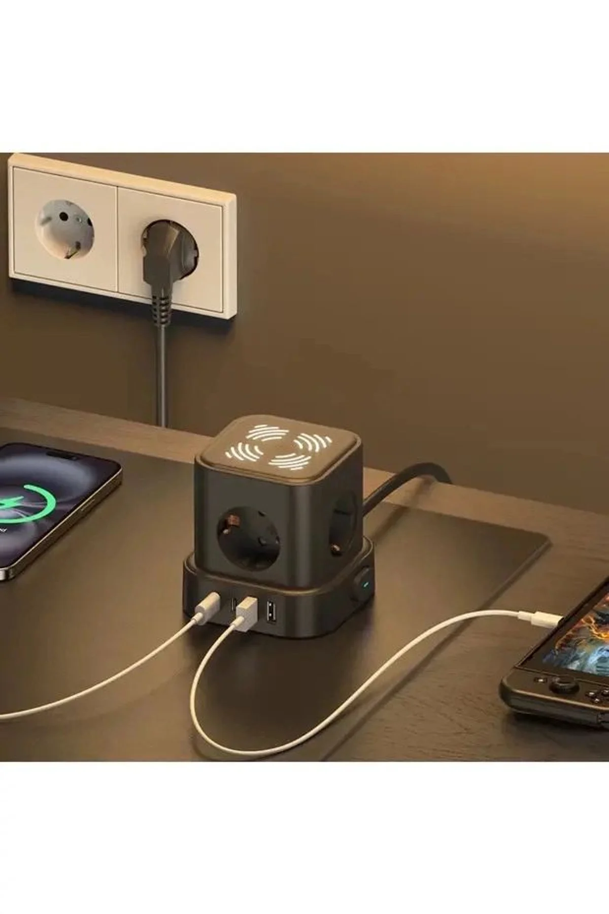 4lü Akım Korumalı Priz Gece Lambalı 2xusb 2xtype-c Çıkış Yüksek Gerilim Koruma Çoklu Priz Çoğaltıcı - Just Cheap Store Görsel 2