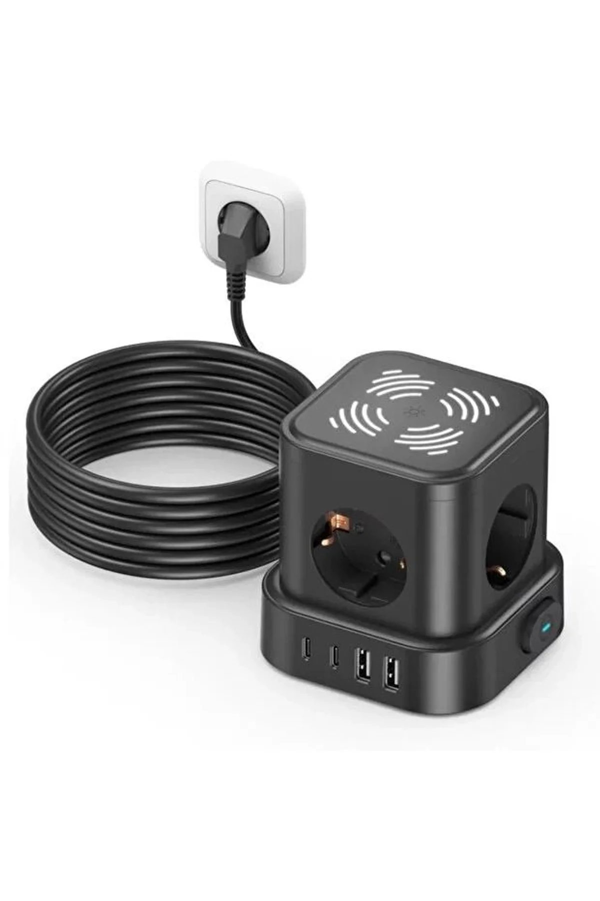 4lü Akım Korumalı Priz Gece Lambalı 2xusb 2xtype-c Çıkış Yüksek Gerilim Koruma Çoklu Priz Çoğaltıcı - Just Cheap Store Görsel 4