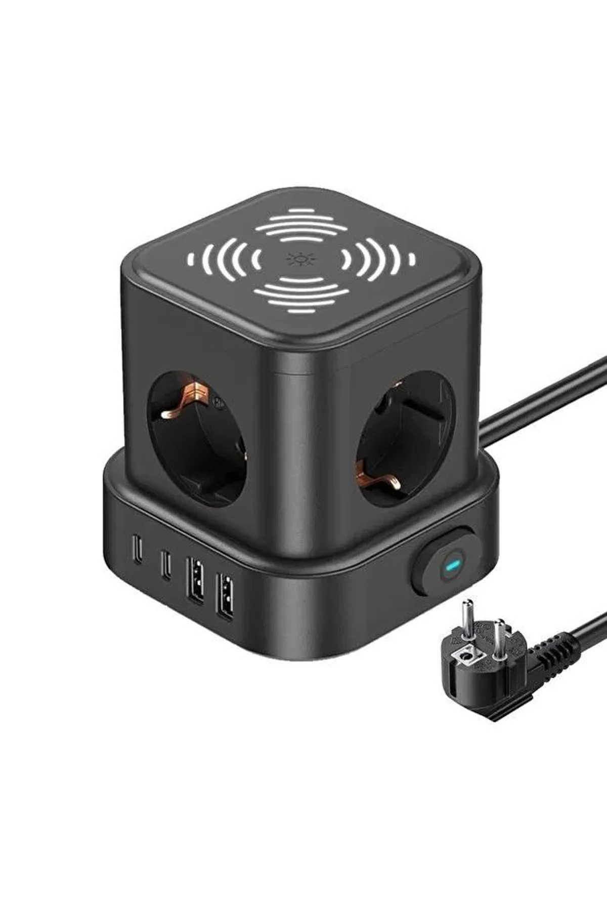 4lü Akım Korumalı Priz Gece Lambalı 2xusb 2xtype-c Çıkış Yüksek Gerilim Koruma Çoklu Priz Çoğaltıcı - Just Cheap Store Görsel 3
