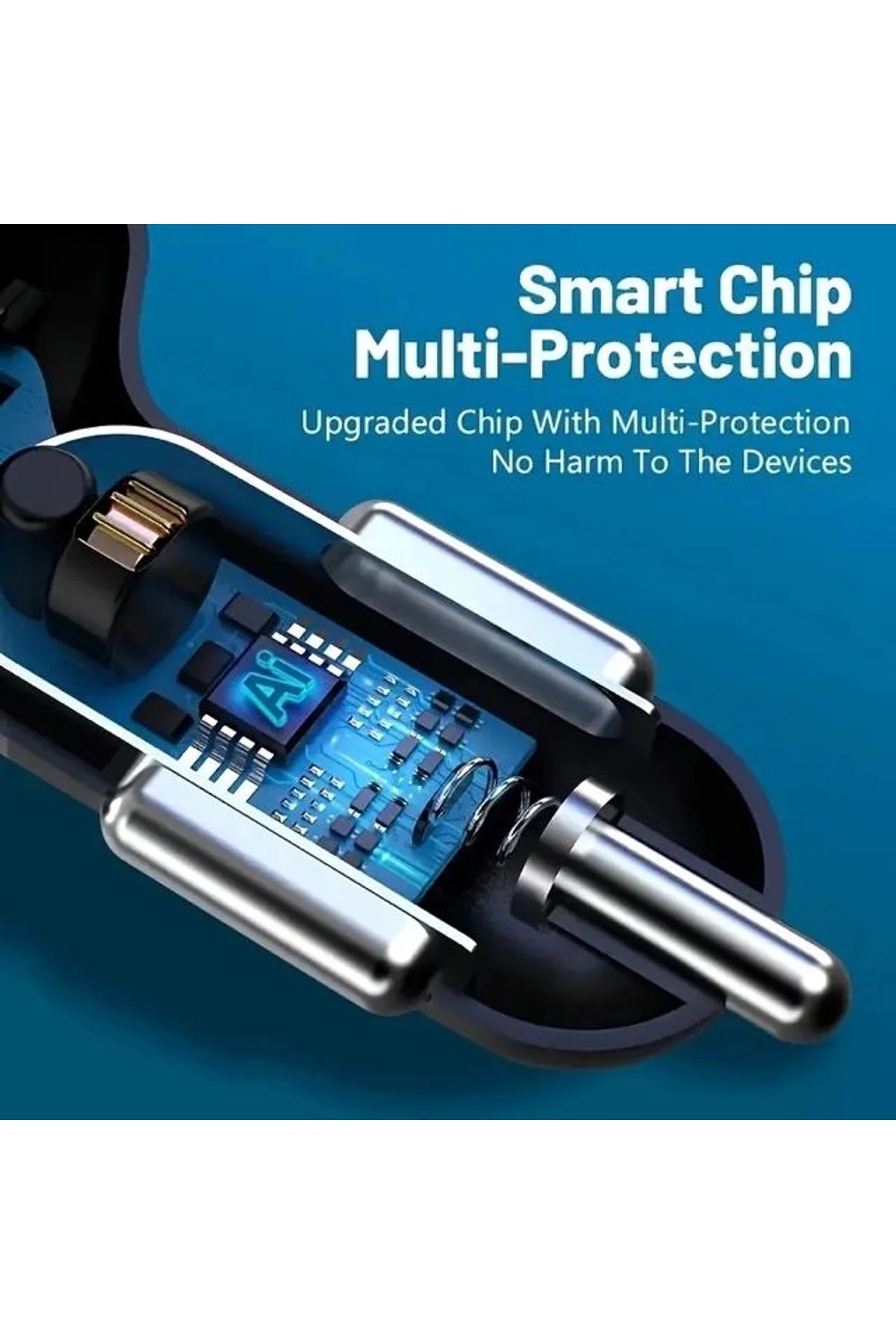 6 Portlu Hızlı Araç Şarj Cihazı – 4 Usb + 2 Type-c Çıkışlı Dijital Göstergeli Oto Şarjı - Just Cheap Store Görsel 4