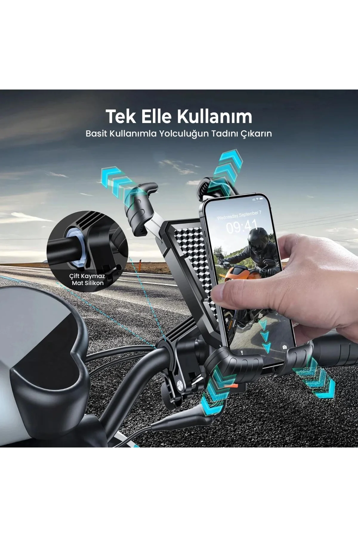 360° Derece Ayarlanabilen Gidon Bağlantılı Bisiklet Motosiklet İçin Abs 4-7.8″ İnç Telefon Tutucu - Just Cheap Store Görsel 5