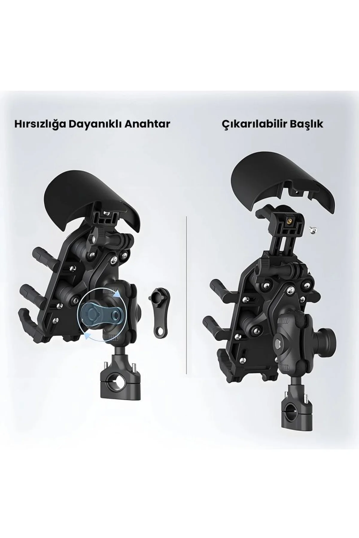Gidon Bağlantılı Güneş Ve Yağmur Korumalı 360° Derece Ayarlanabilir Motosiklet Bisiklet Telefon Tutu - Just Cheap Store Görsel 3