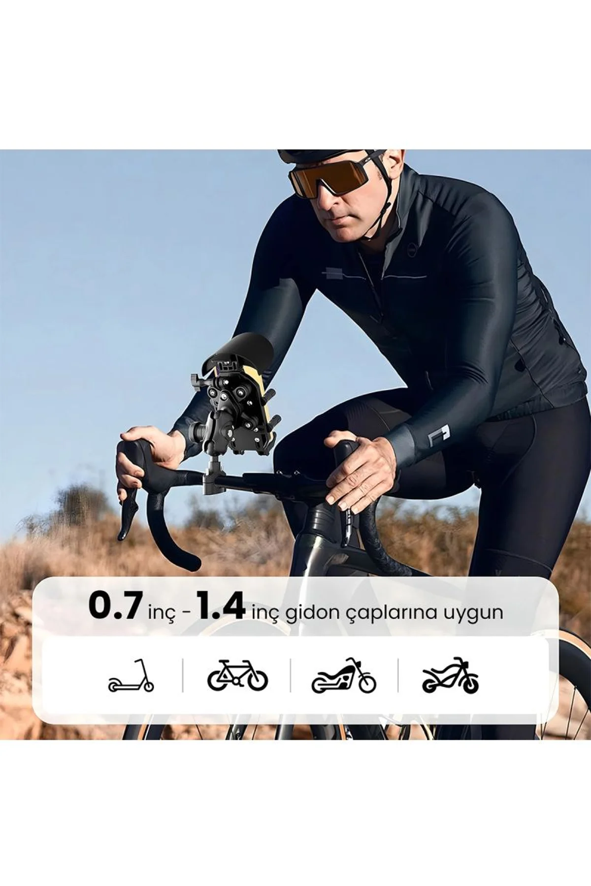 Gidon Bağlantılı Güneş Ve Yağmur Korumalı 360° Derece Ayarlanabilir Motosiklet Bisiklet Telefon Tutu - Just Cheap Store Görsel 5