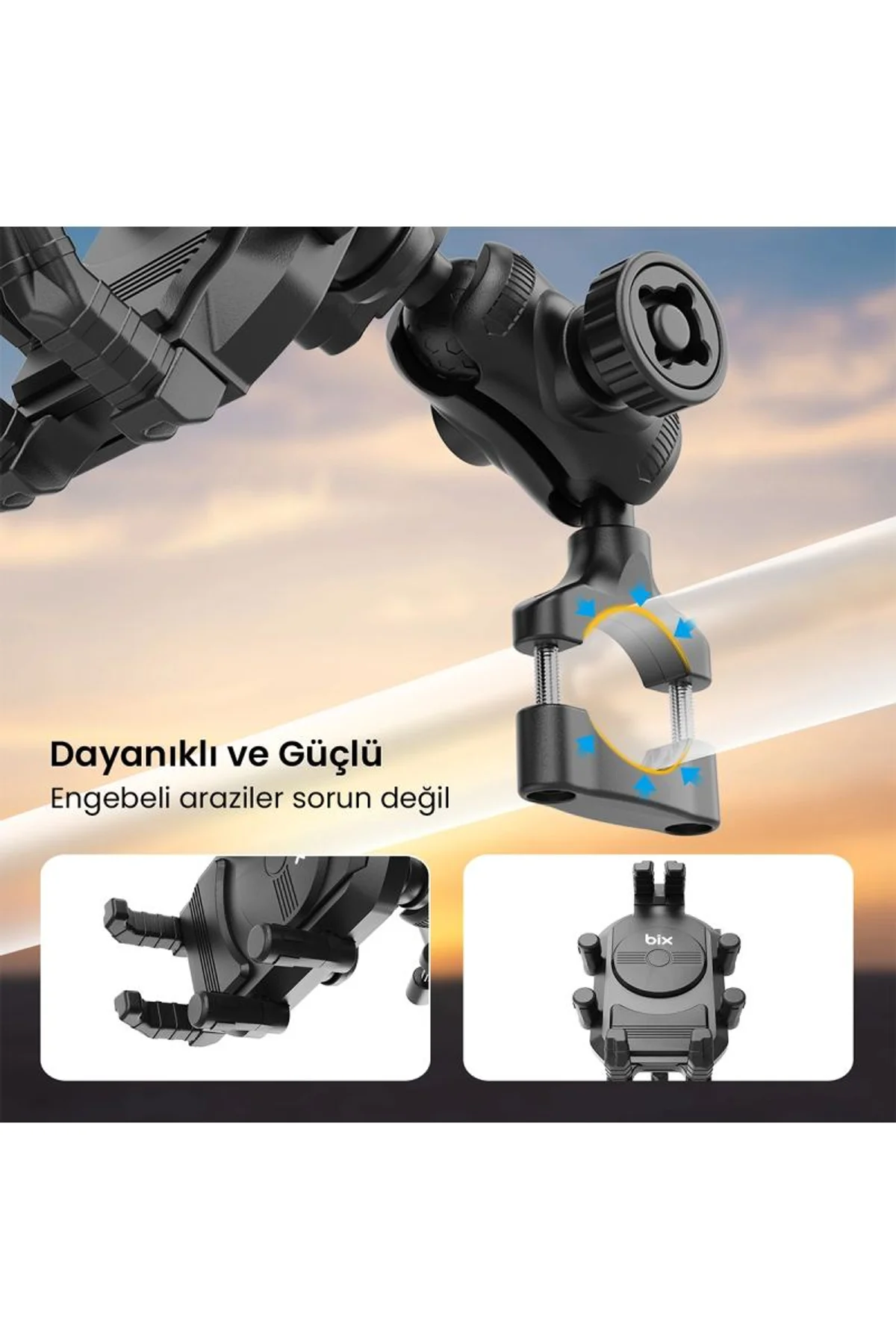 Gidon Bağlantılı Güneş Ve Yağmur Korumalı 360° Derece Ayarlanabilir Motosiklet Bisiklet Telefon Tutu - Just Cheap Store Görsel 2
