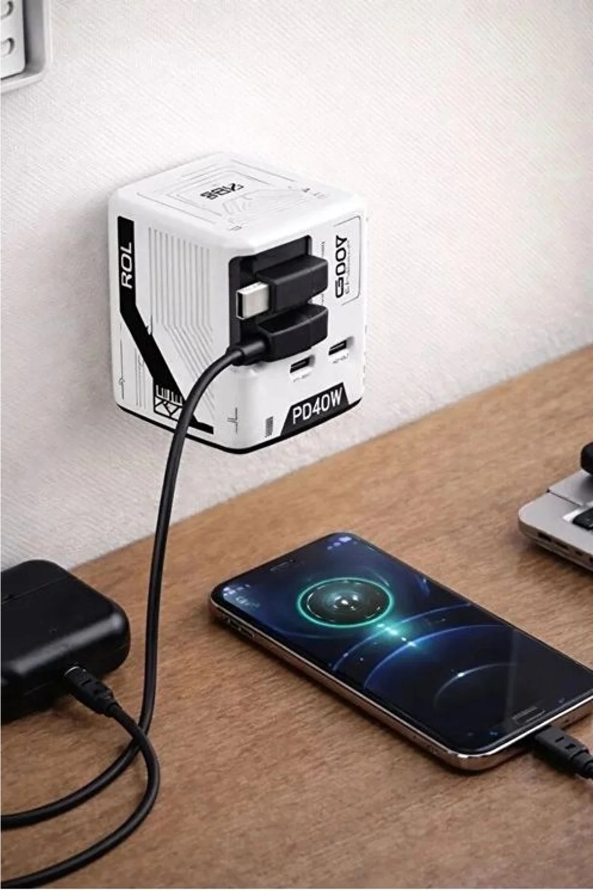 Gan+ Pd 40w Hızlı Şarj Adaptörü Çoklu Çıkış Usb-c Lightning Kablolu Hızlı Şarj Cihazı Ev Ofis Uyumlu - Just Cheap Store Görsel 3