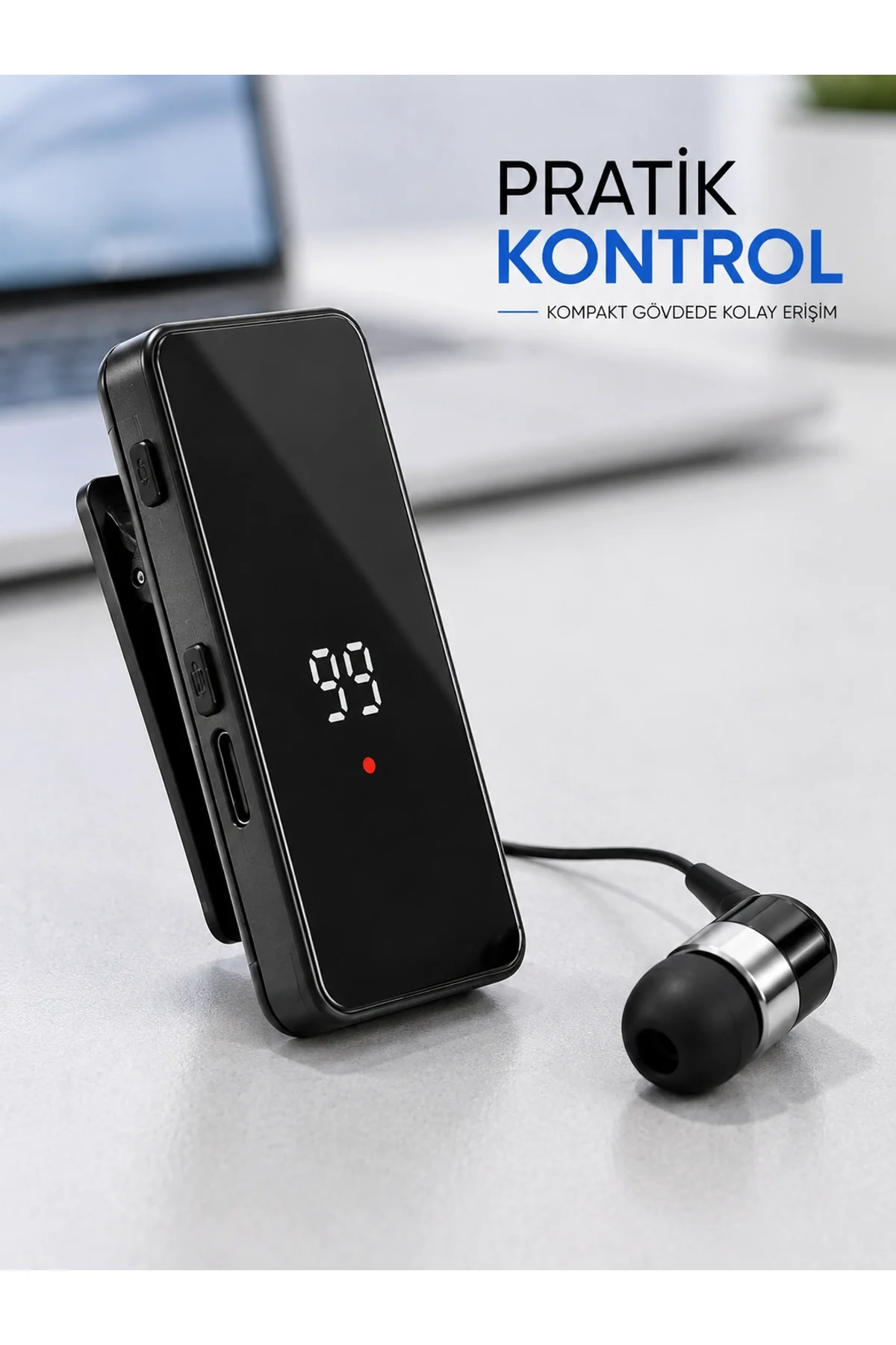 Dijital Ekranlı Bluetooth Kulaklık Tek Kulaklıklı Klipsli Kompakt Tasarım - Just Cheap Store Görsel 5