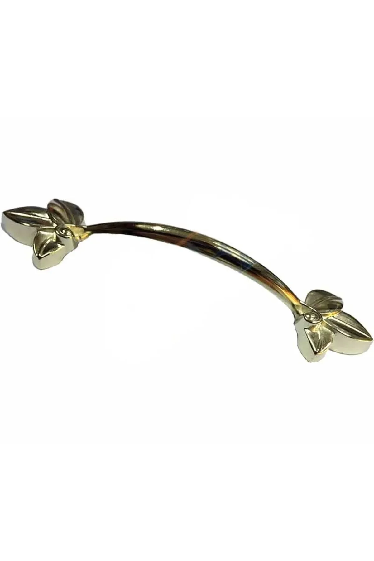 Dekoratif Zamak Yaprak Kulp - 96mm, Sarı, 1 Adet