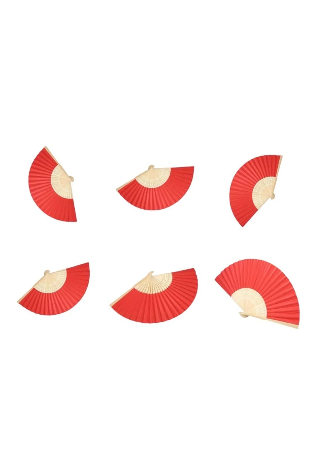 Ahşap Kırmızı Kağıt Yelpaze 12'li Paket - Just Cheap Store Görsel 2