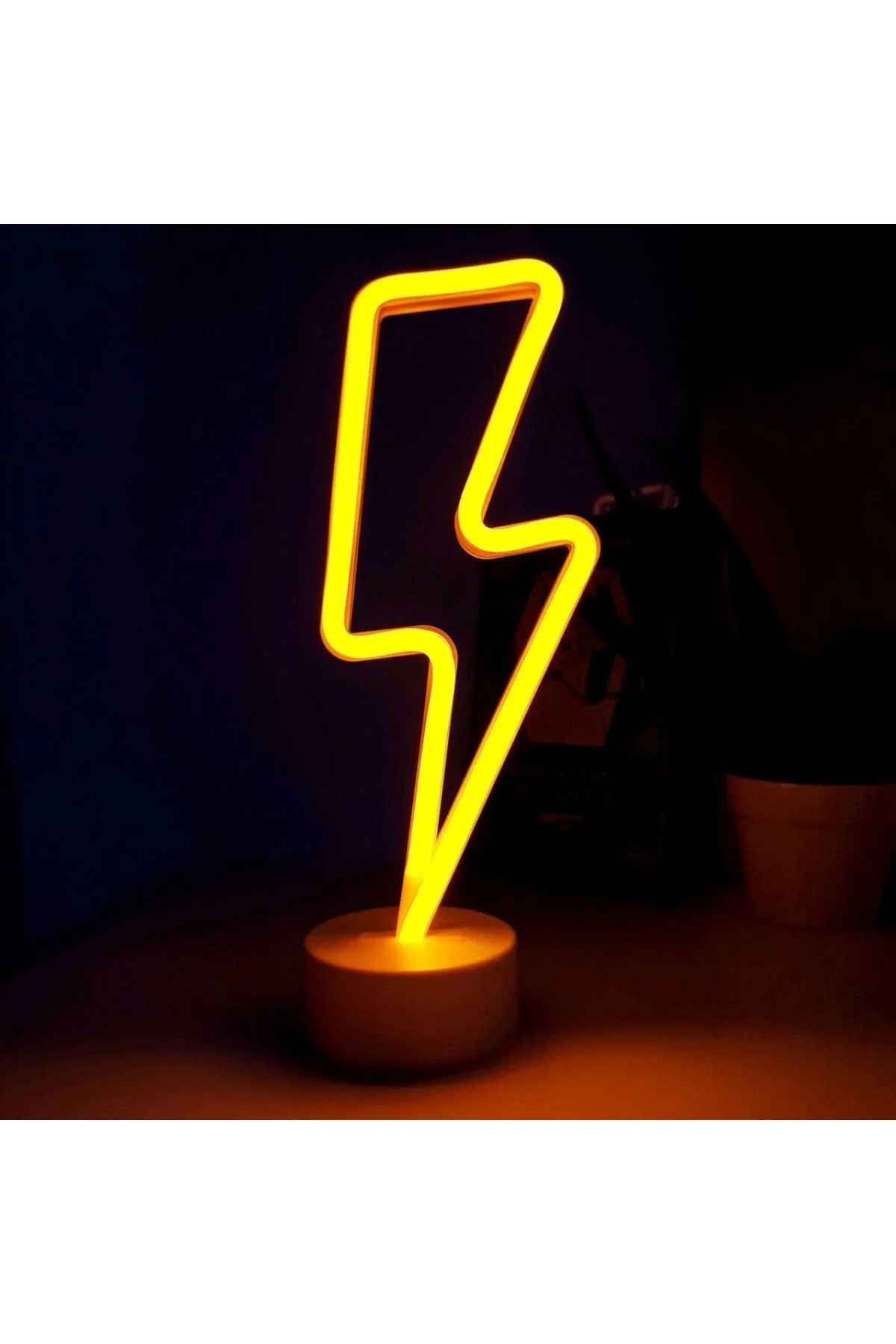 Neon Işıklı Şimşek Lamba Usb+pil