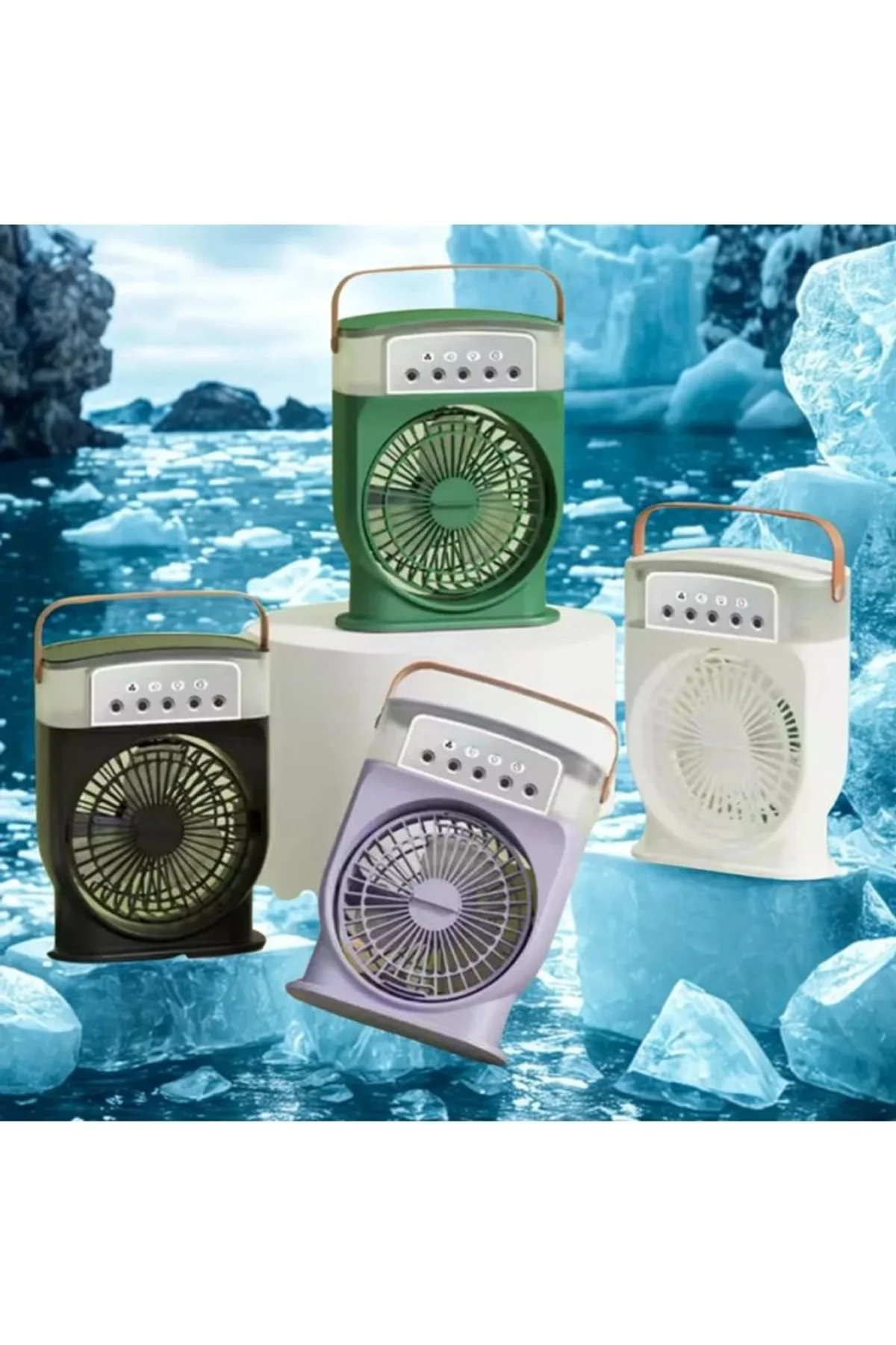 Şarjlı 600 Ml Su Hazneli Taşınabilir Masaüstü Vanilatör Güçlü Fan Ve 2000 Mah Pil Siyah - Just Cheap Store Görsel 5