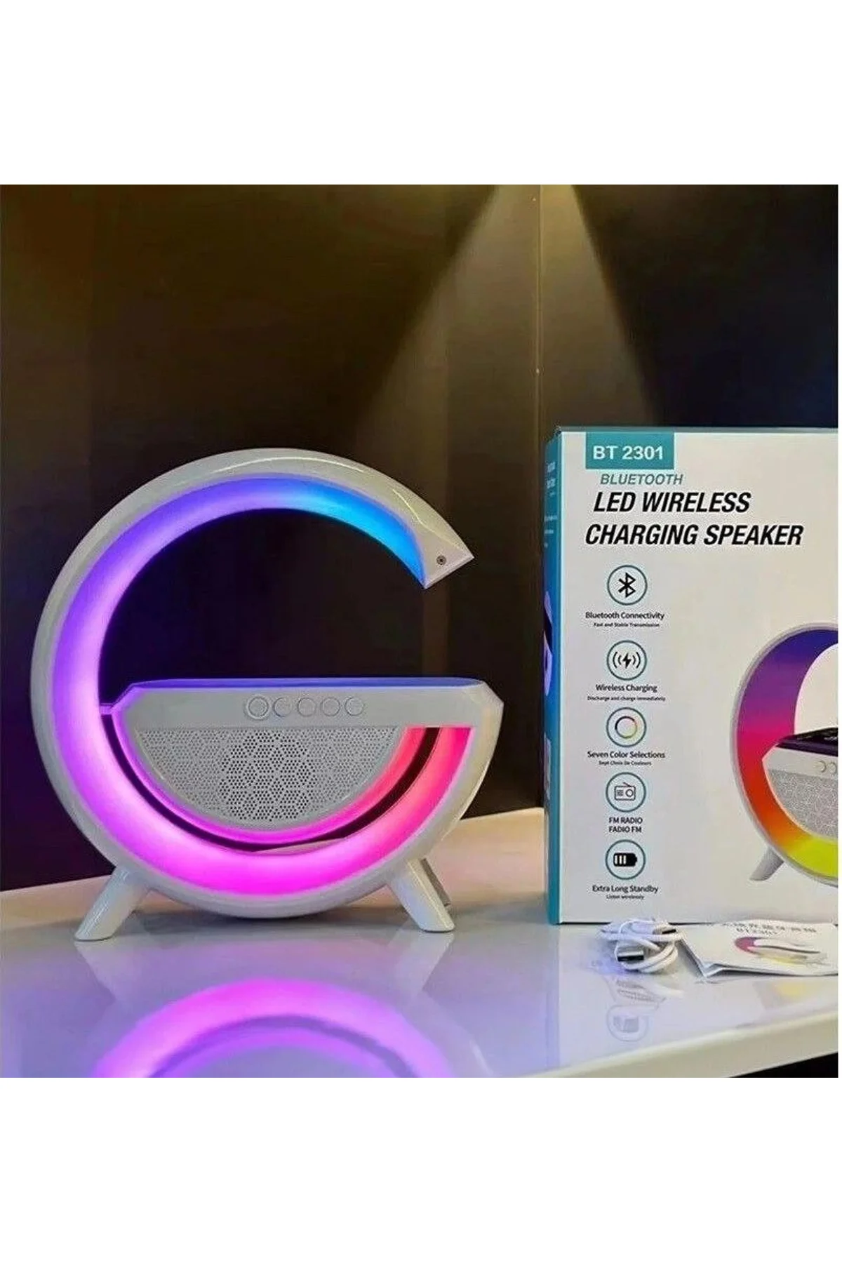 Akıllı Masa Lambası Hoparlör Led Işık &amp; Kablosuz Şarj Alk2289 - Just Cheap Store Görsel 2