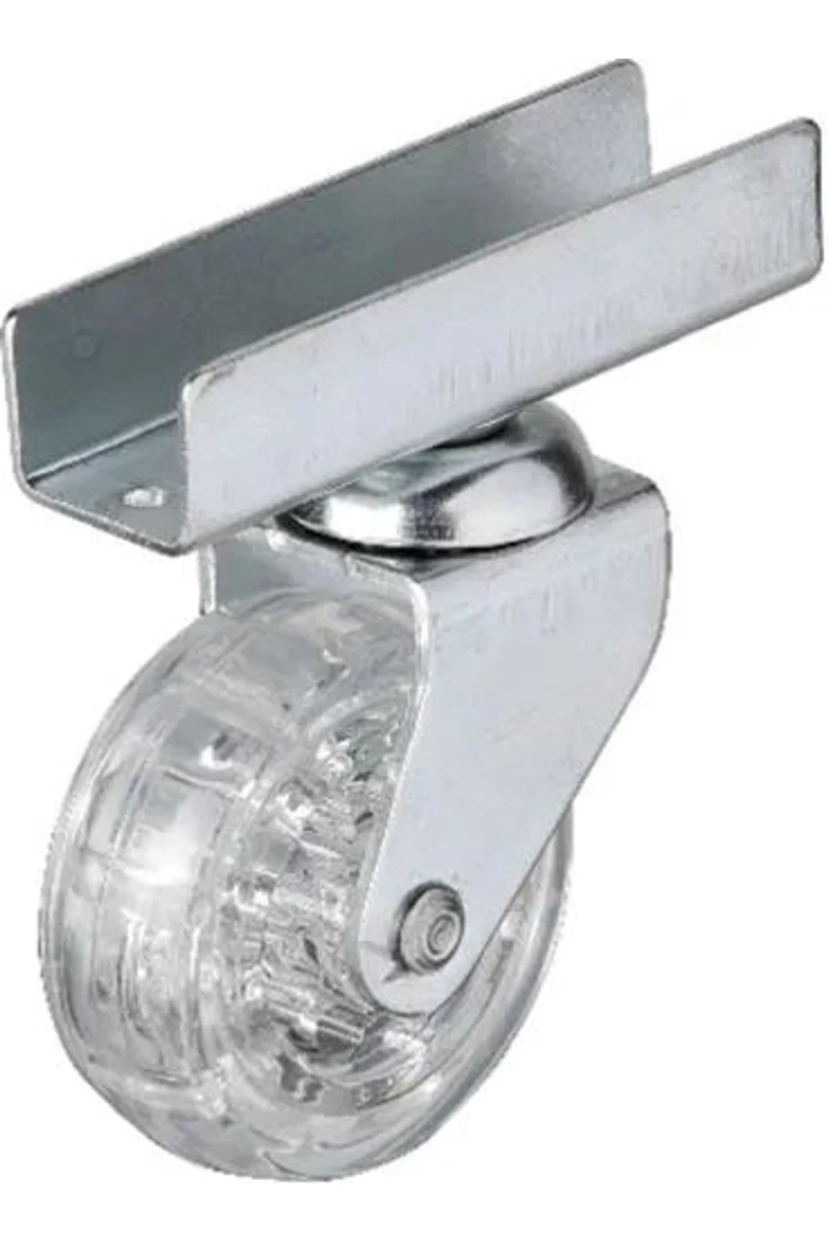327 - 50x20 Mm Şeffaf Makaralı Uzun U Tablalı Teker 4 Adet