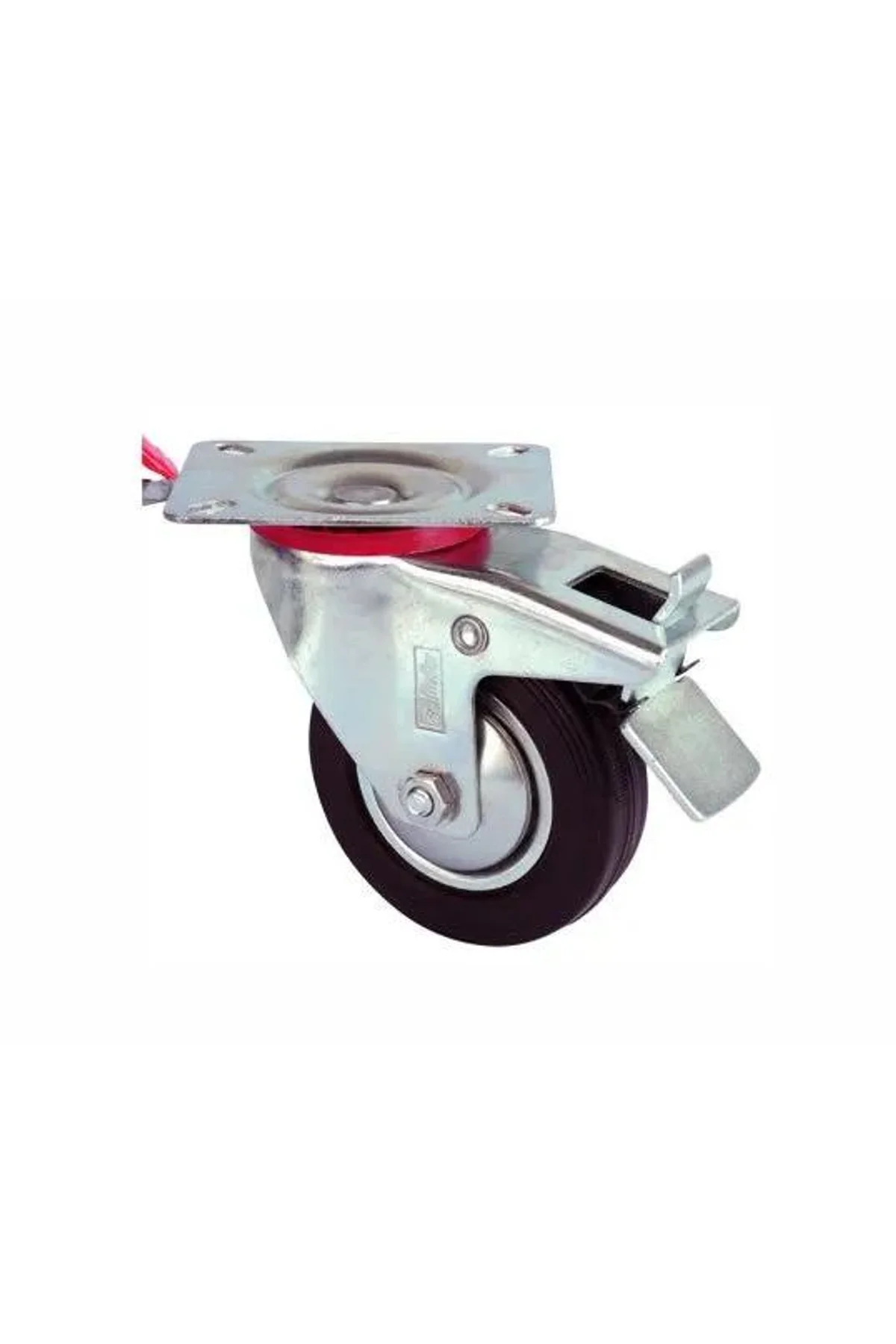 Servis Tekeri - Tablalı Frenli Siyah Döner - Çap 125 Mm