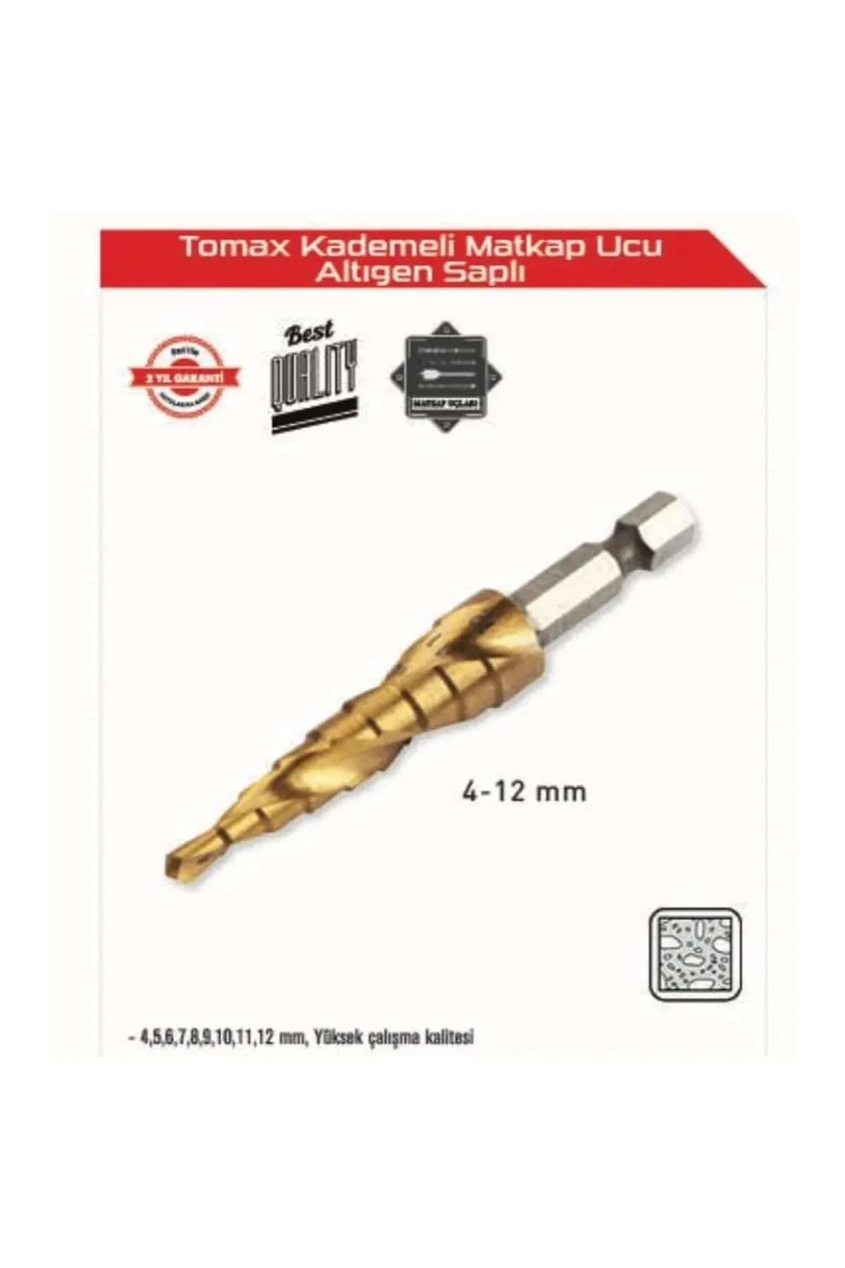 Kademeli Matkap Ucu 4-12 Mm Arası - Altıgen Saplı