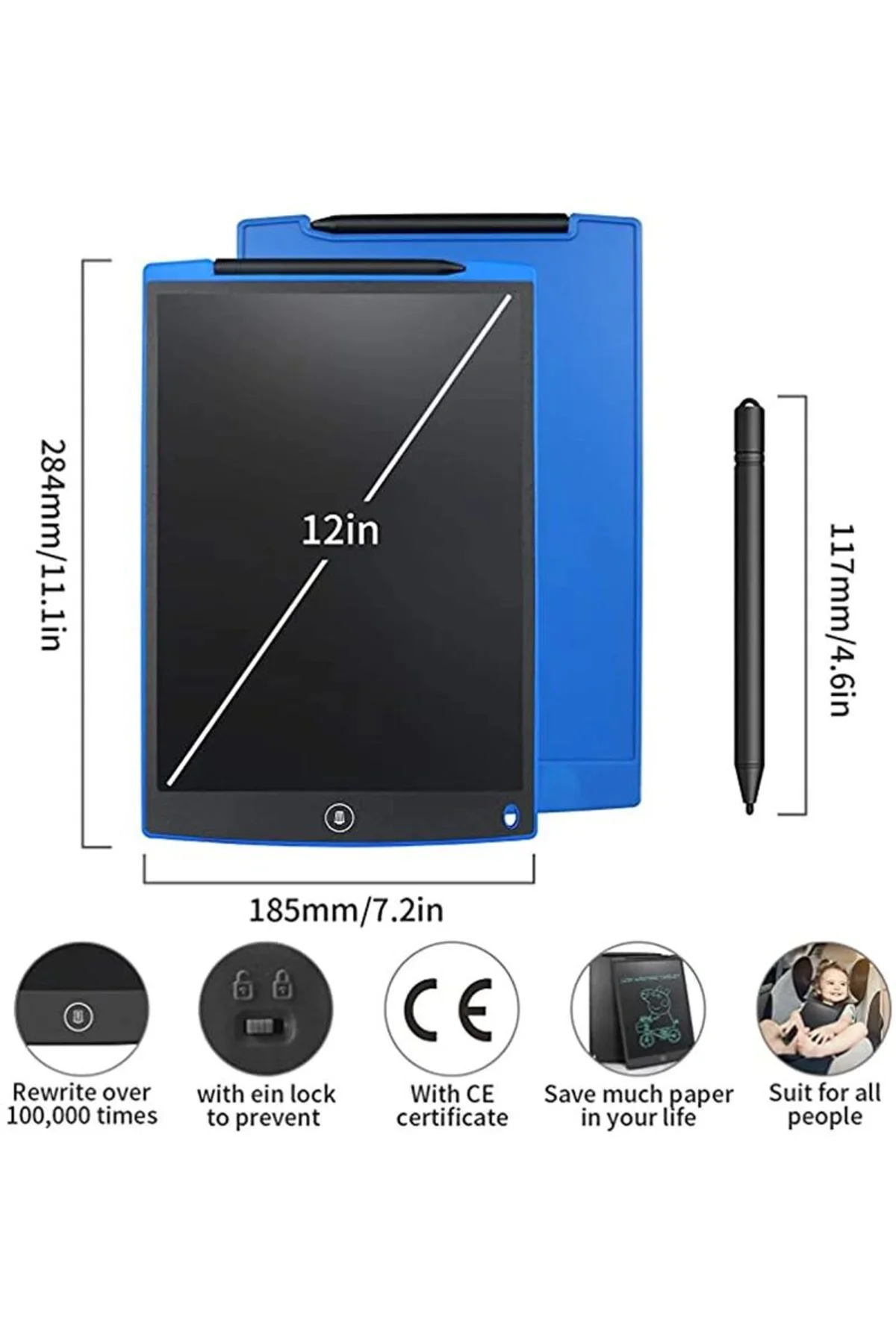 12 Inc Writing Lcd Grafik Dijital Kalemli Çizim Tableti Yazı Tahta Not Yazma Eğitim Tableti - Just Cheap Store Görsel 3