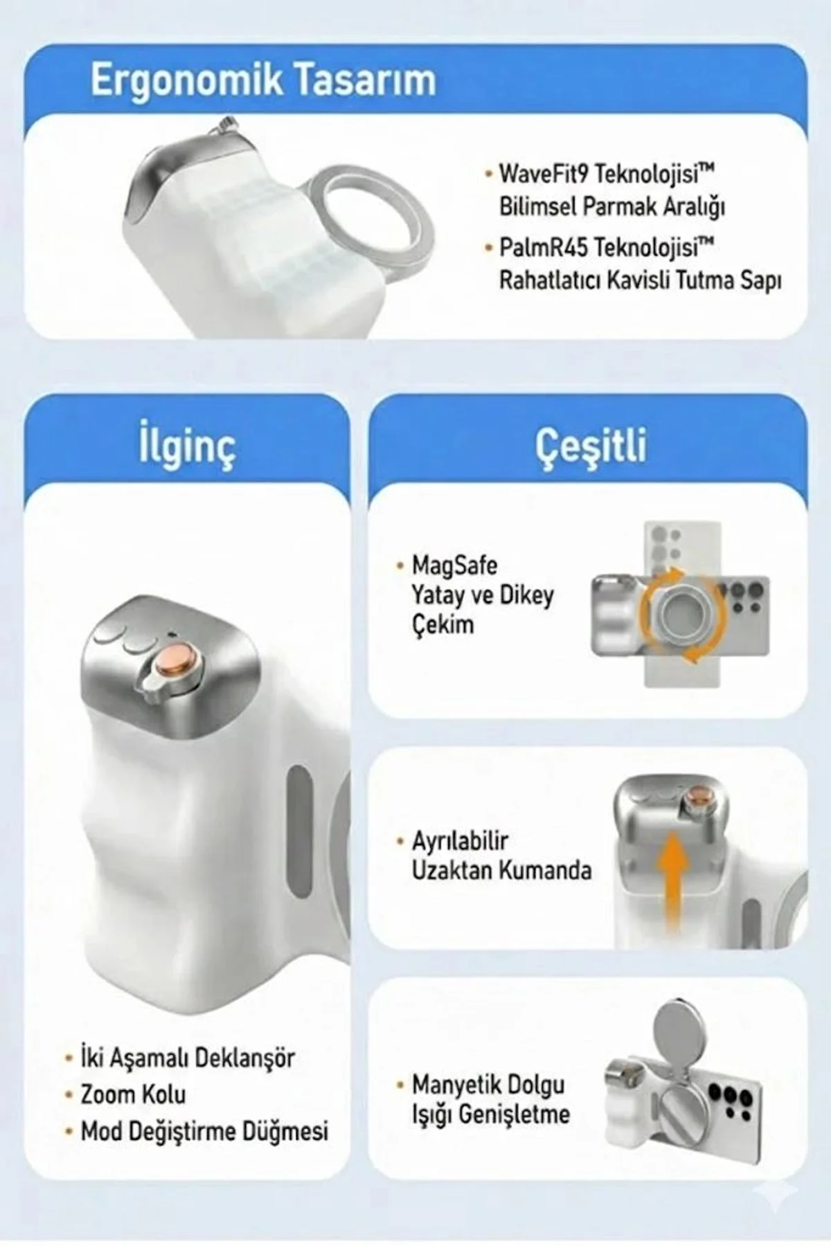 Magsafe Selfie Çubuğu Kamera Kolu Profesyonel Çekim Zoom - Just Cheap Store Görsel 5