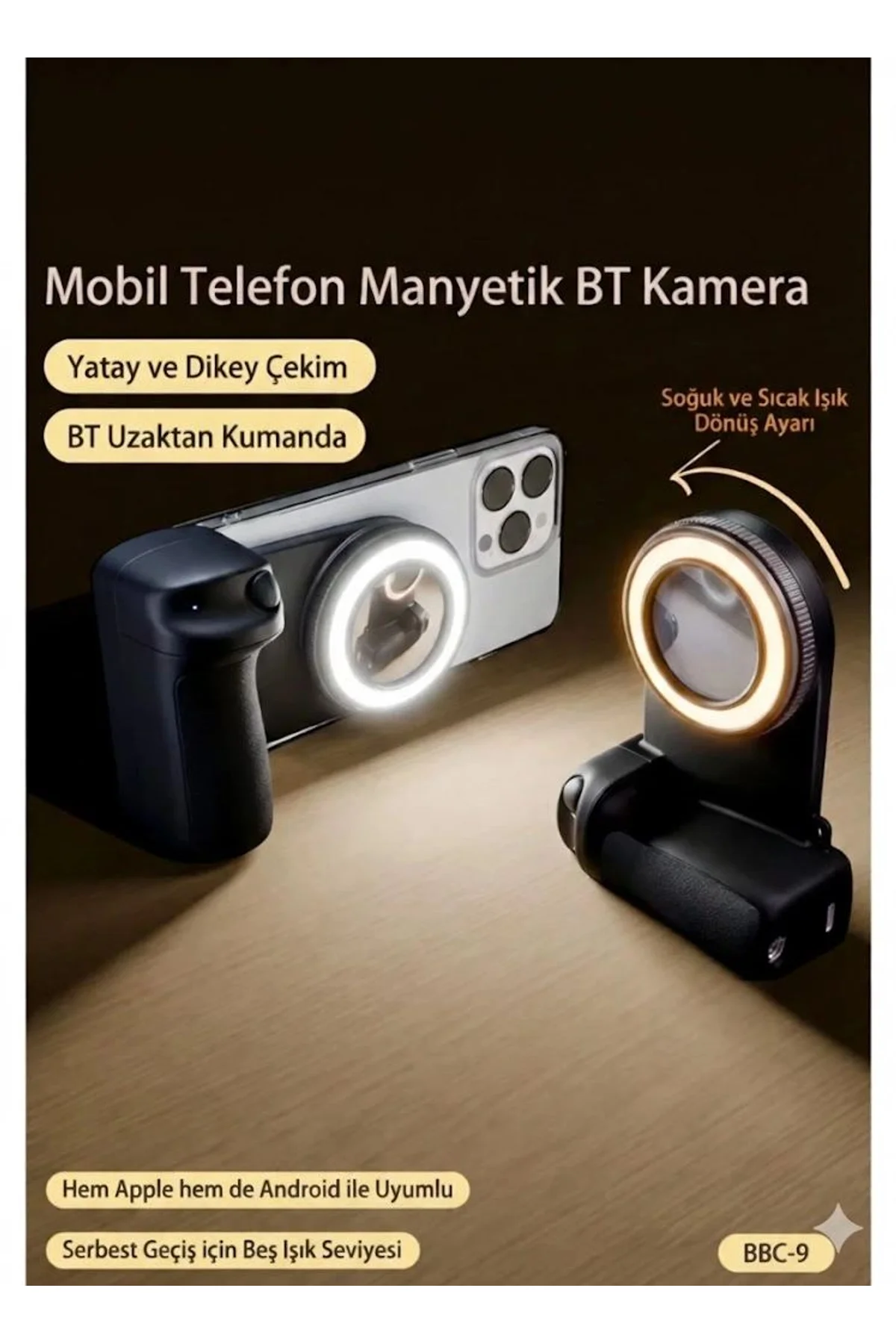 Bluetooth Manyetik Telefon Yapıştırma Kavrama Halka Dolgu Işığı İle Magsafe Selfie Klips - Just Cheap Store Görsel 2
