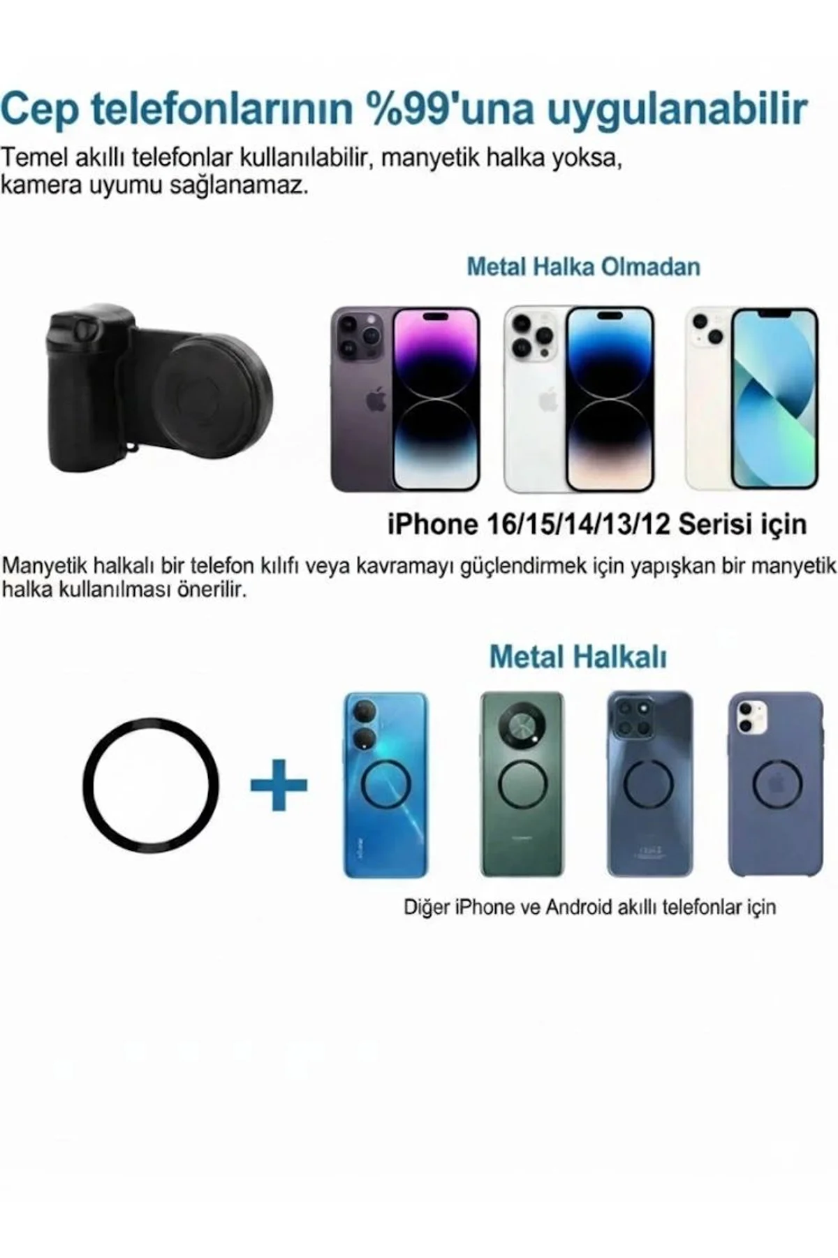 Bluetooth Manyetik Telefon Yapıştırma Kavrama Halka Dolgu Işığı İle Magsafe Selfie Klips - Just Cheap Store Görsel 5