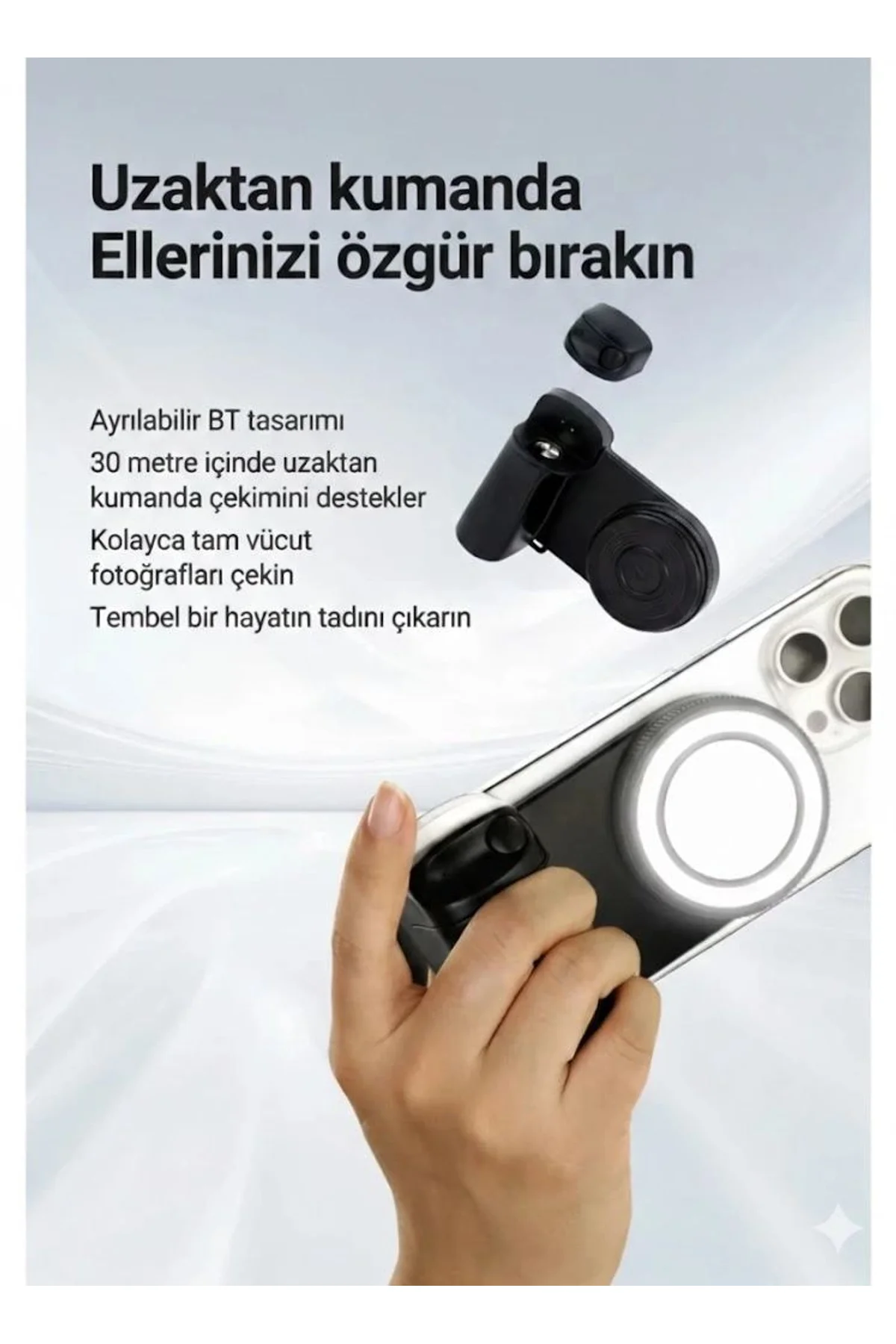 Bluetooth Manyetik Telefon Yapıştırma Kavrama Halka Dolgu Işığı İle Magsafe Selfie Klips - Just Cheap Store Görsel 3