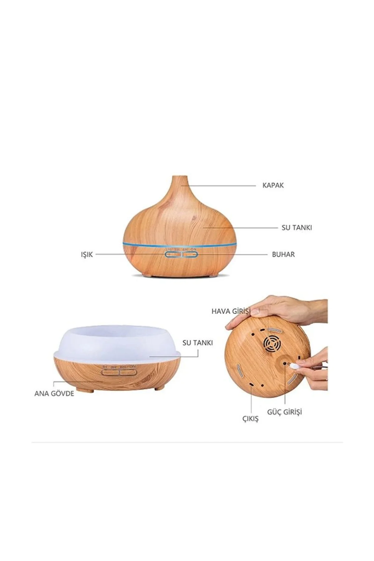 Hava Nemlendirici 7 Led Işıklı Aromatik Oda Kokusu 550 Ml Kahve Aroma Difüzörü Buhar Makinası - Just Cheap Store Görsel 3