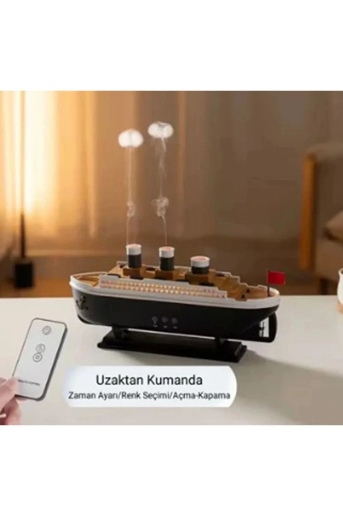 Titanic Gemi Hava Nemlendirici Işıklı Fonksiyonlu Buhar Makinesi Kumandalı - Just Cheap Store Görsel 4