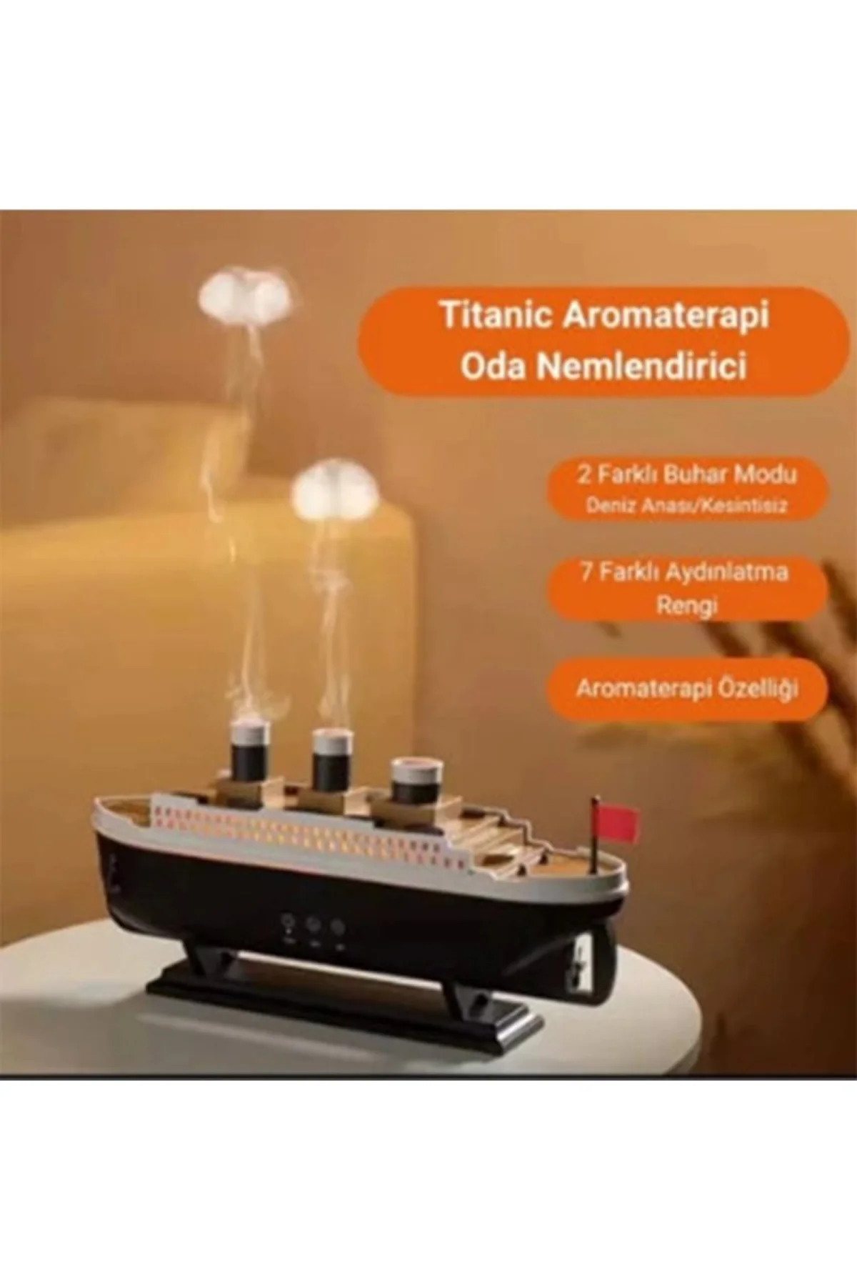 Titanic Gemi Hava Nemlendirici Işıklı Fonksiyonlu Buhar Makinesi Kumandalı - Just Cheap Store Görsel 3