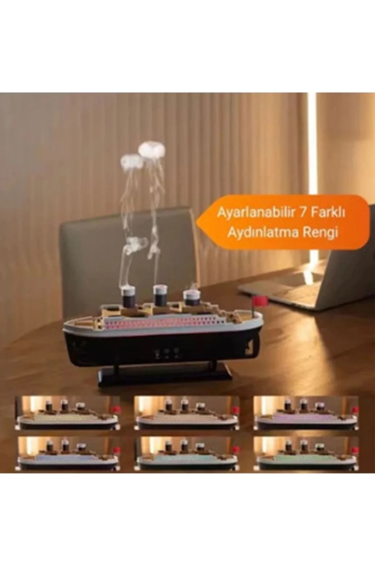 Titanic Gemi Hava Nemlendirici Işıklı Fonksiyonlu Buhar Makinesi Kumandalı - Just Cheap Store Görsel 2