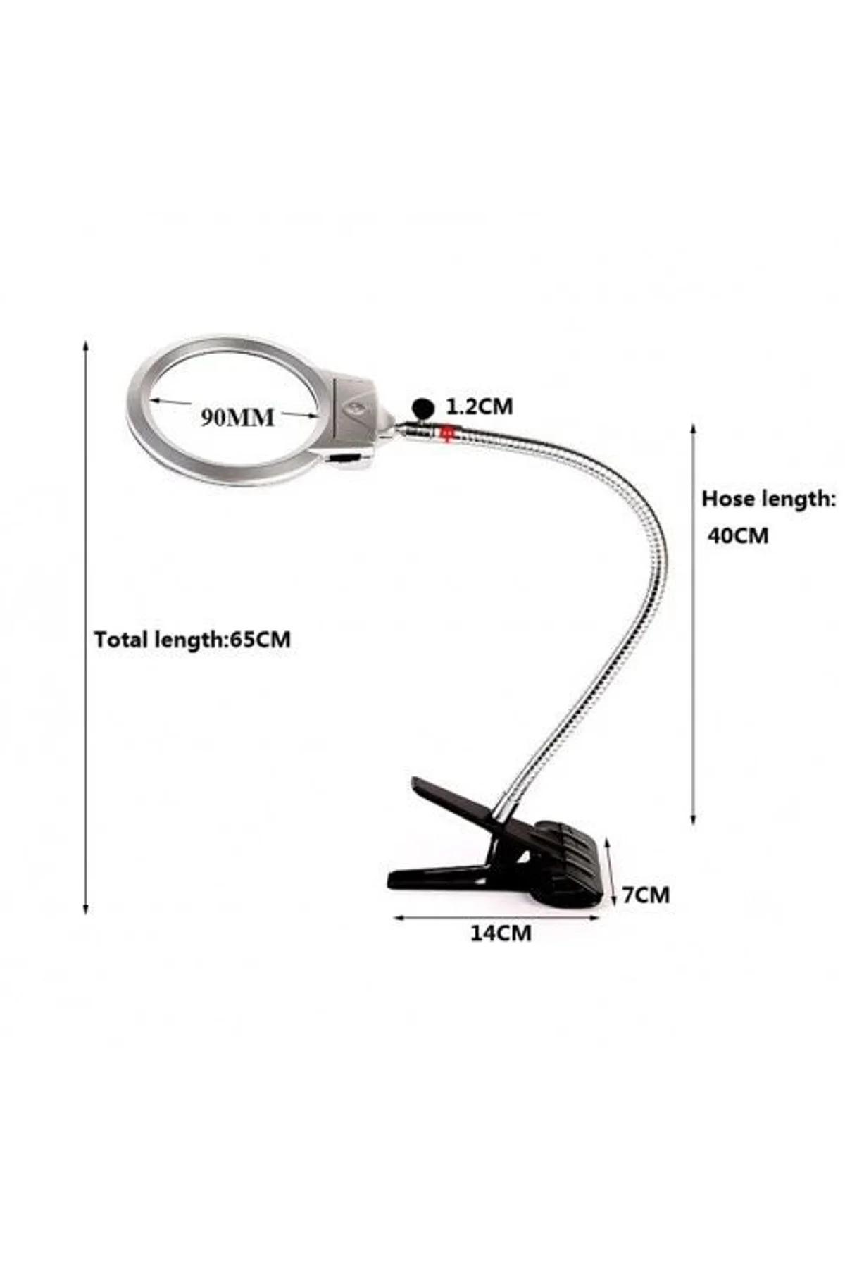 2.5x90 Mm 5x24 Mm Büyüteç, Mandallı Metal Hortumlu Masa Üstü Büyüteç - Just Cheap Store Görsel 4