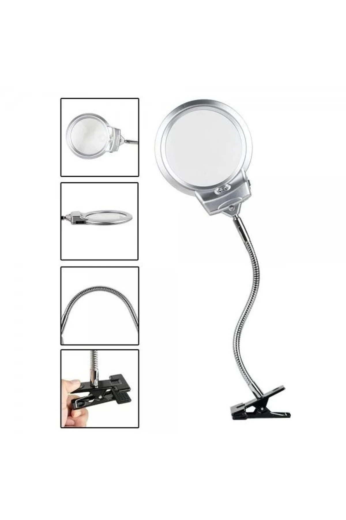 2.5x130 Mm 5x24 Mm Led Aydınlatmalı Büyüteç,masa Üstü Metal Hortum Mandallımg15124c - Just Cheap Store Görsel 2