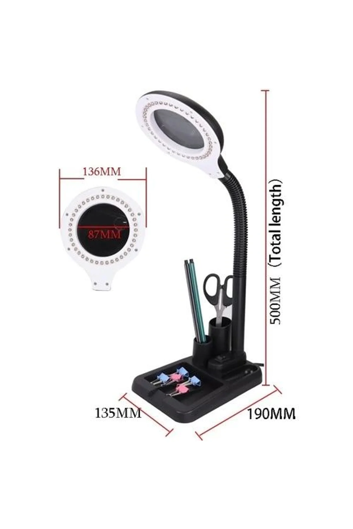 Esnek 5x /10x,40 Led Işıklı Büyüteç ,lamba Büyüteç Okuma, Çalışma Lehim Masa Lambası A808 - Just Cheap Store Görsel 5