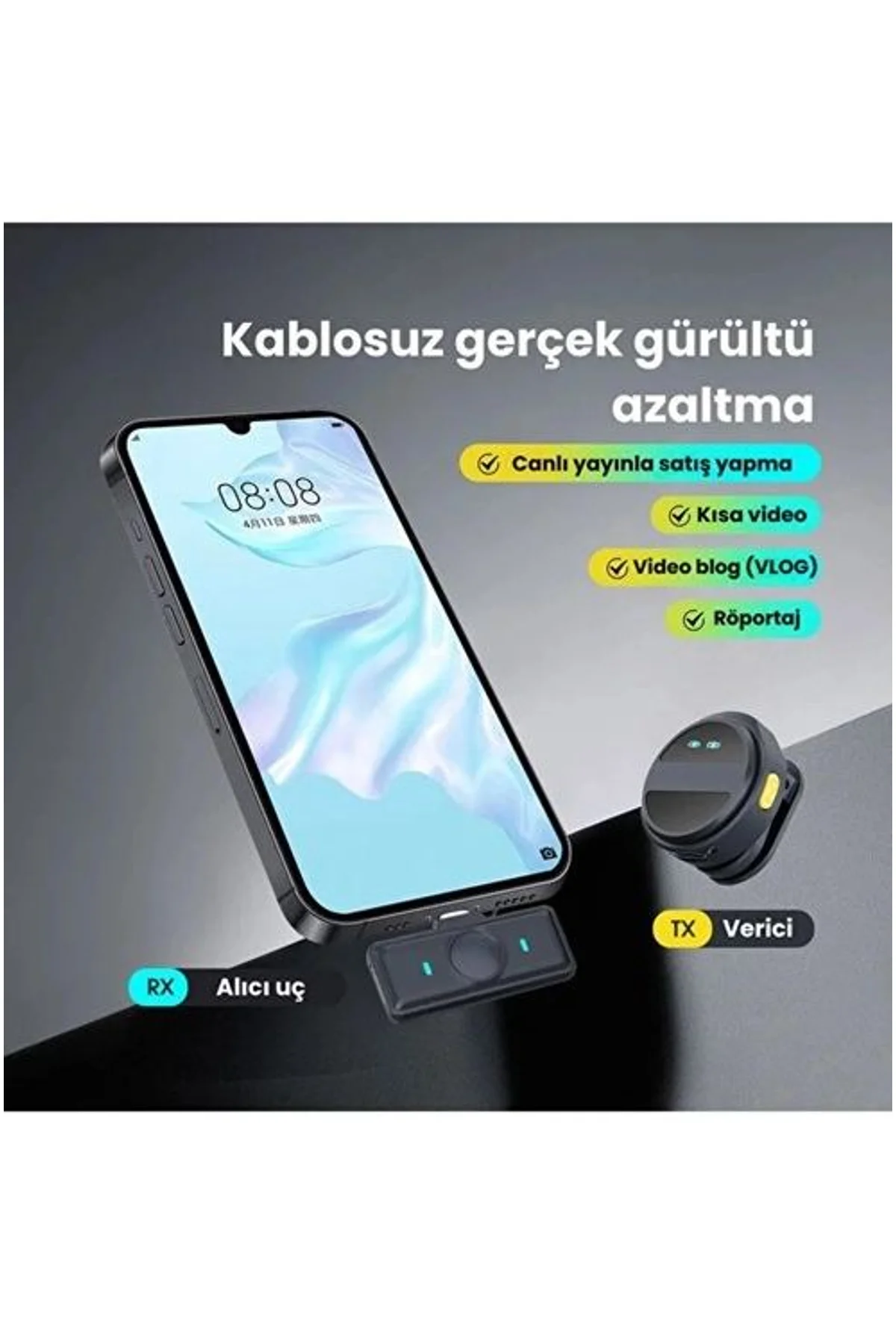 2 Adet Profesyonel Kablosuz Yaka Mikrofonu Typce Uyumlu Manyetik Klipsli - Just Cheap Store Görsel 4