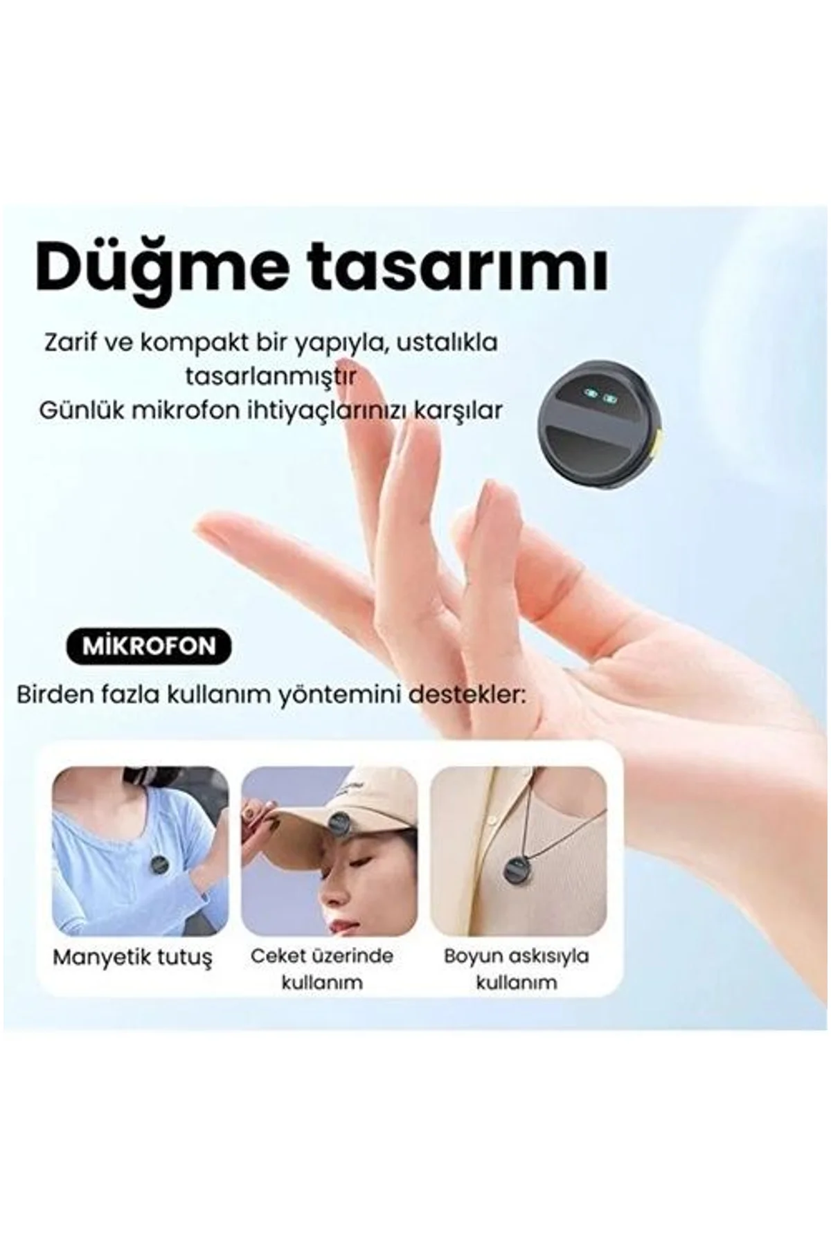 2 Adet Profesyonel Kablosuz Yaka Mikrofonu Typce Uyumlu Manyetik Klipsli - Just Cheap Store Görsel 3