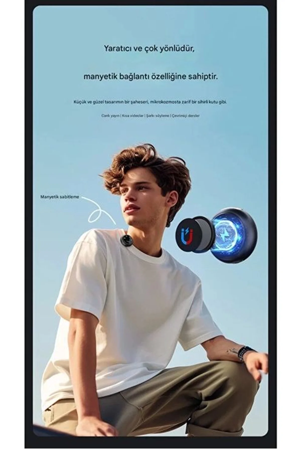 Kablosuz Profesyonel İkili Yayın Yaka Mikrofonu Şarj Kutu Mıknatıslı Typce Lightning Çıkış Mikrofon - Just Cheap Store Görsel 4