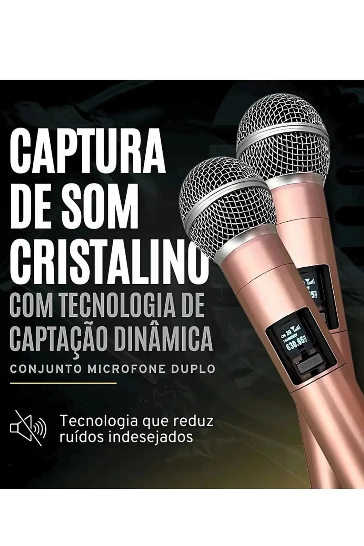 Profesyonel Çiftli Kablosuz Mikrofon Seti Karaoke Şarj Edilebilir 50 Metre Mesafe Rose - Just Cheap Store Görsel 2