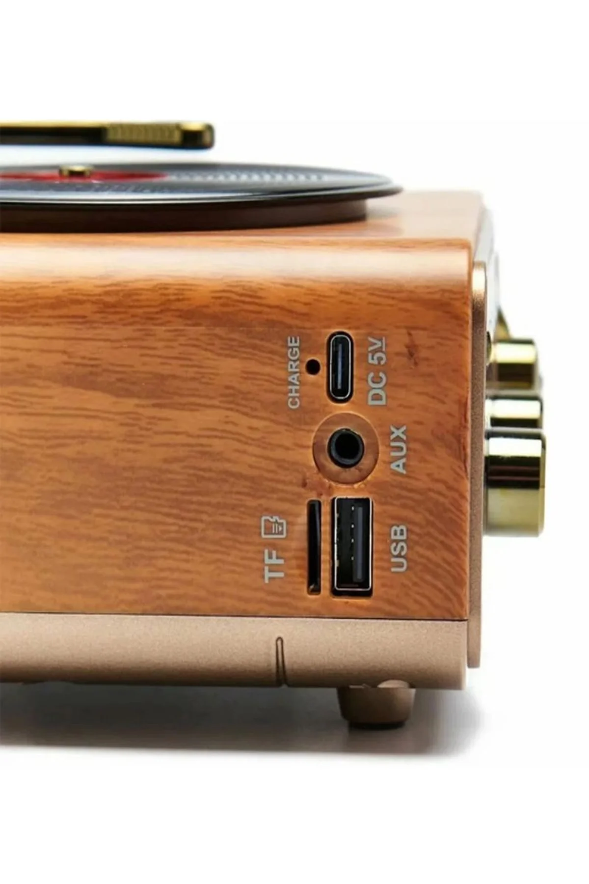 Nostaljik Tasarım Plak Çalar Görünümlü Radyolu Bluetooth Hoparlör Retro Müzik Plak Açık Kahverengi - Just Cheap Store Görsel 5